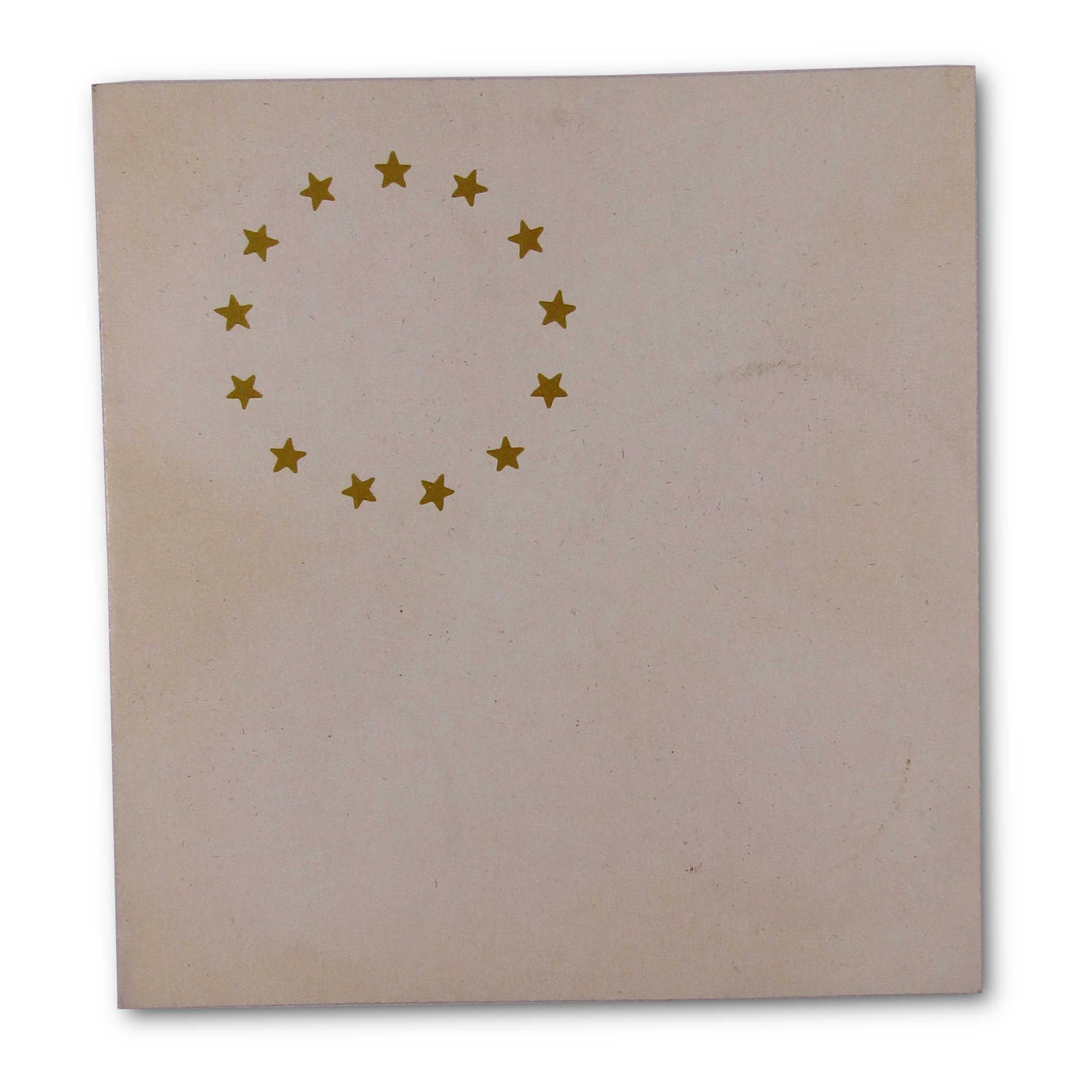 Beige coin collector folder cover with gold stars in a circle pattern