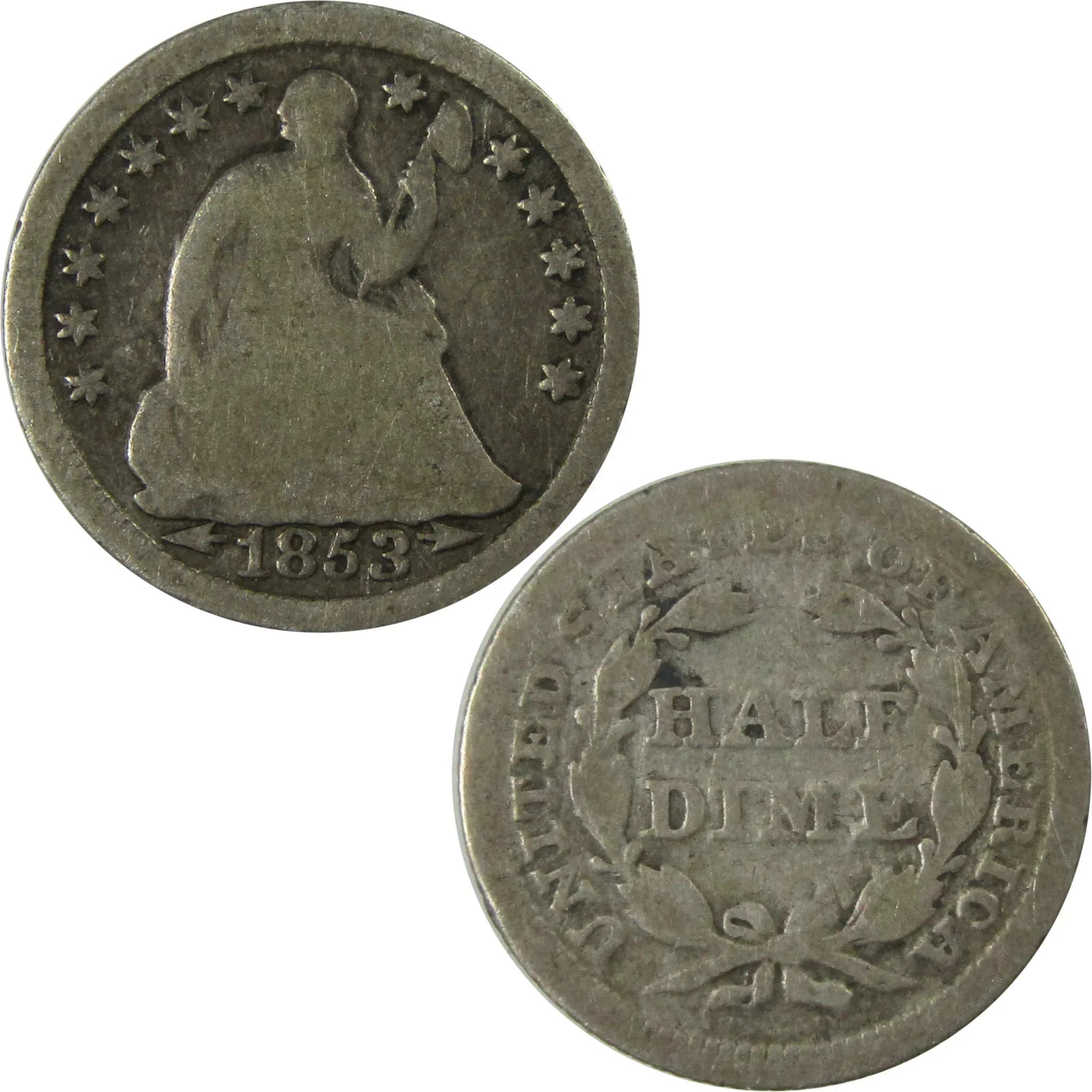 1853 Arrows Seated Liberty Silver Dime G Good 10c Coin SKU:I25925