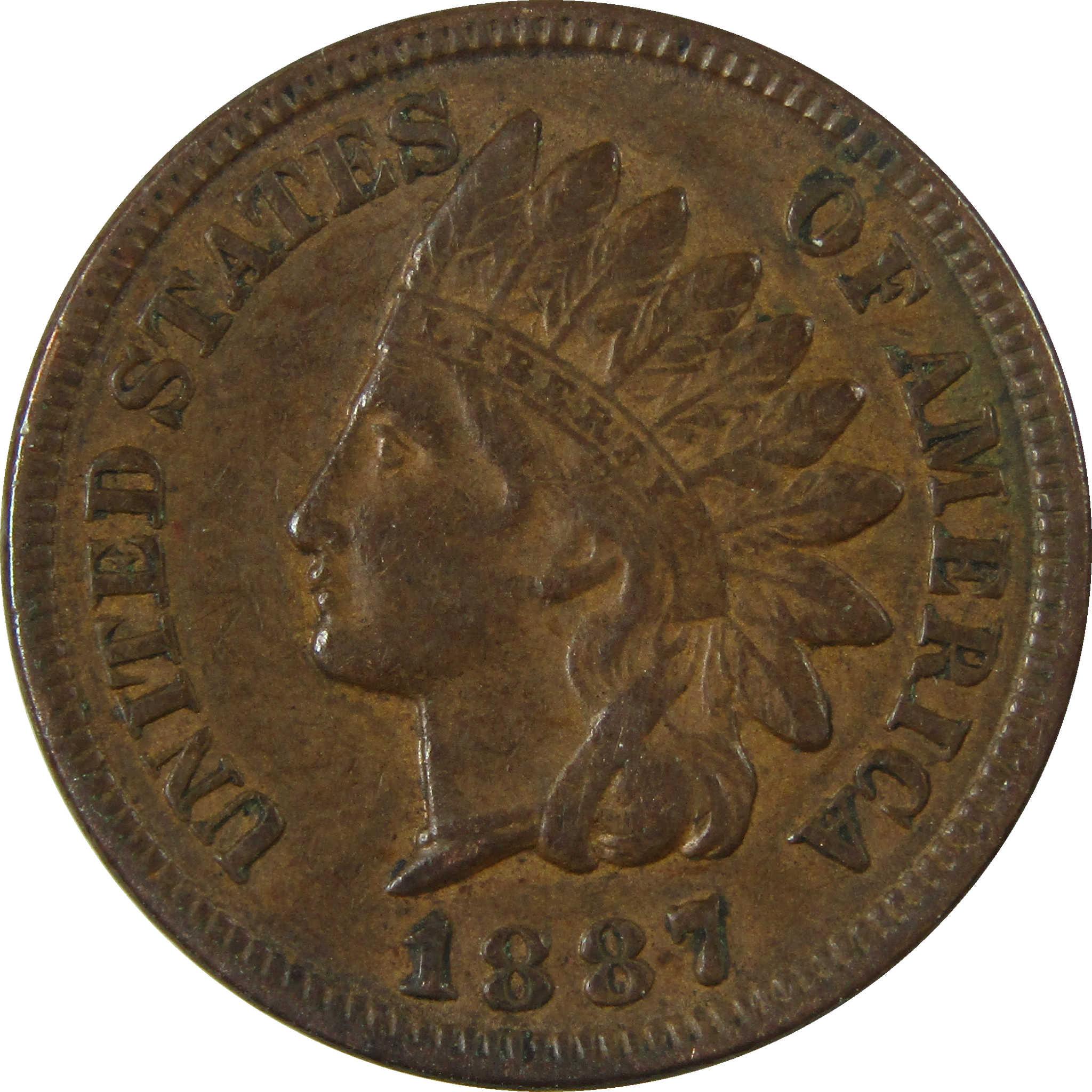 1887 Indian Head Cent XF EF Extremely Fine Penny 1c Coin SKU:I26978