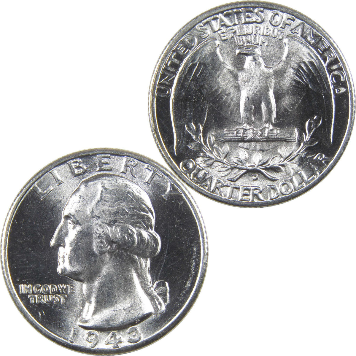 1943 D Washington Silver Quarter Uncirculated Mint State 25c Coin