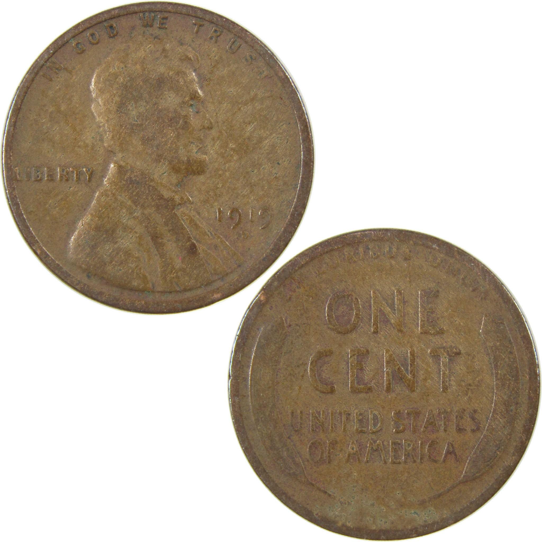 1919 D Lincoln Wheat Cent G Good Penny 1c Coin Collectible SKU:I27176
