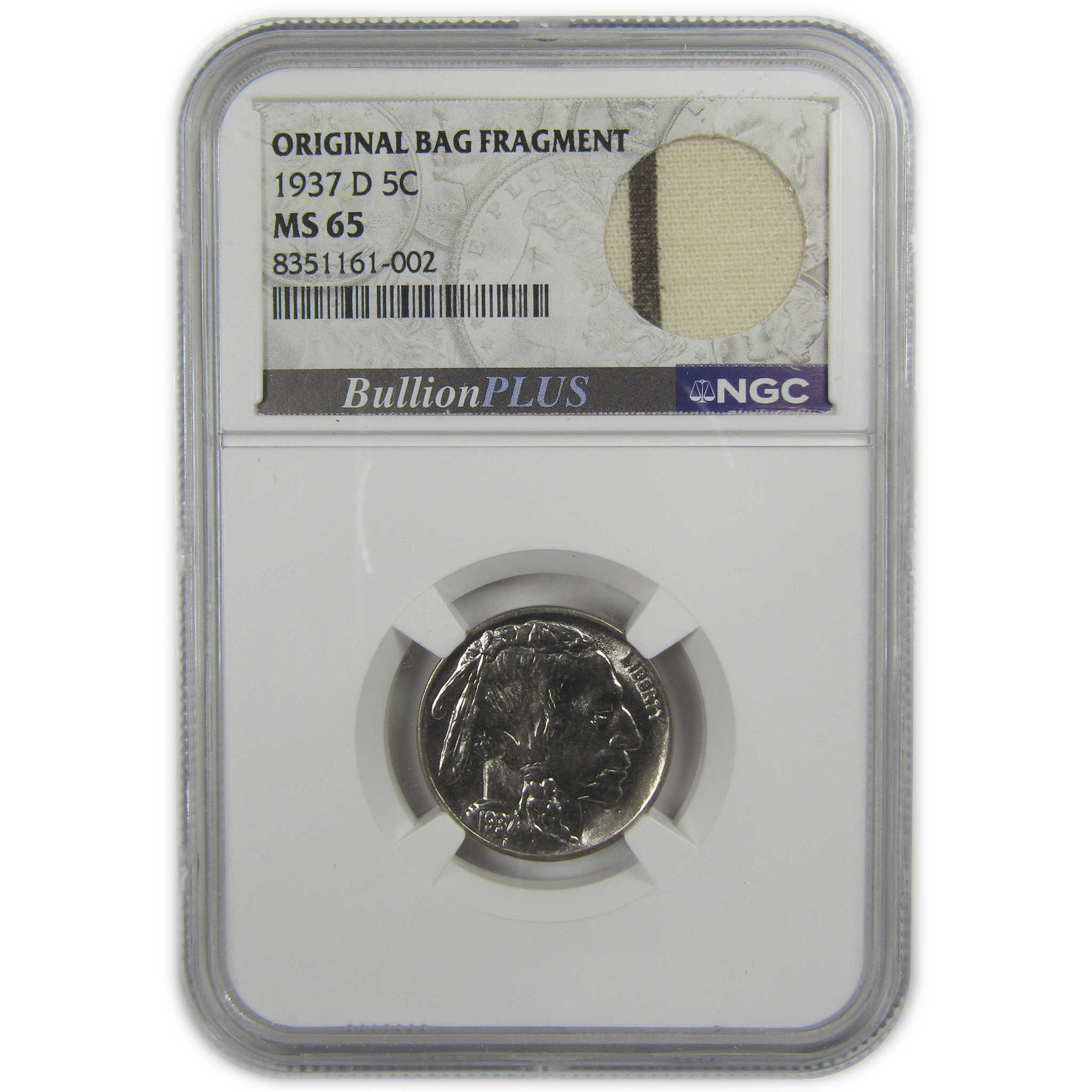 1937 D Indian Head Buffalo Nickel MS 65 NGC Bag Fragment SKU:I20551