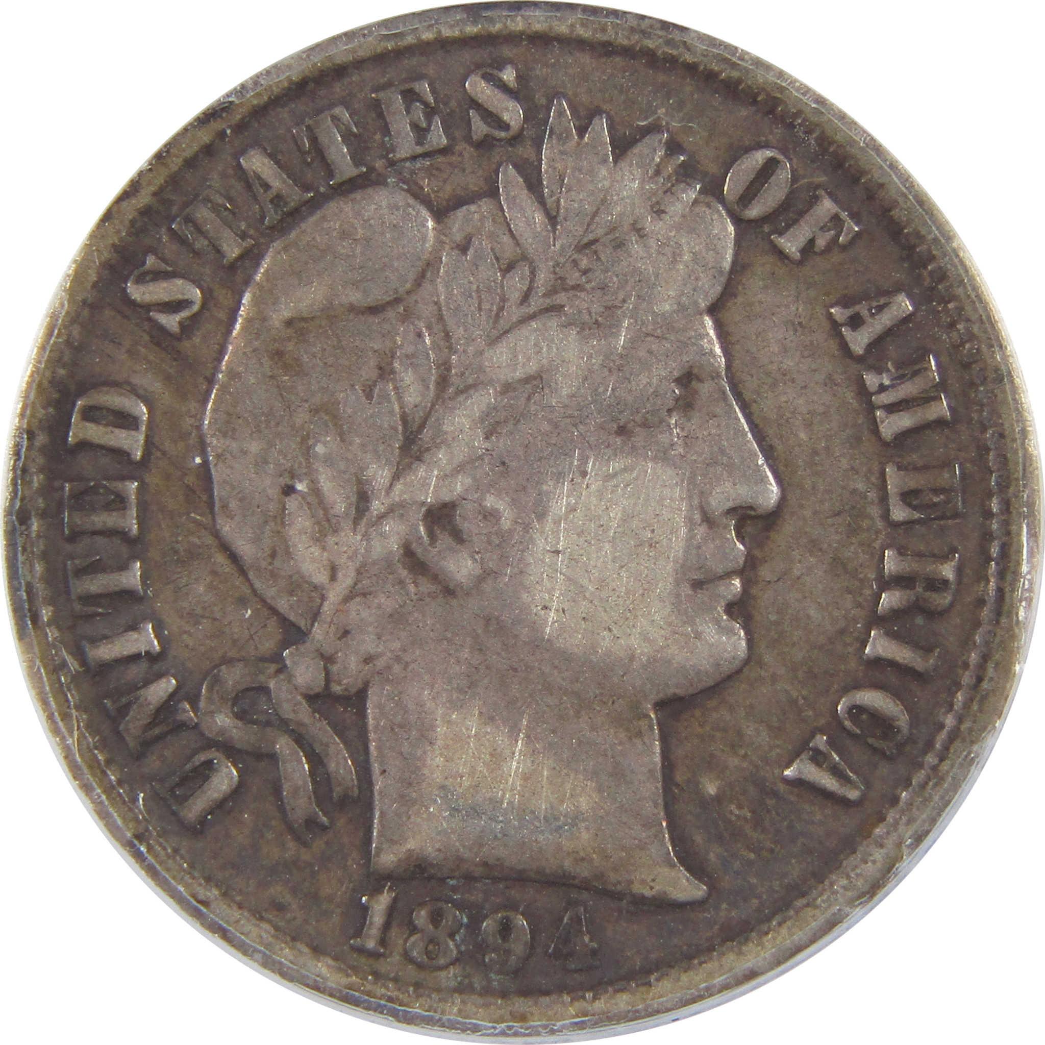 1894 Barber Dime F 15 ANACS Silver 10c Coin SKU:I18373