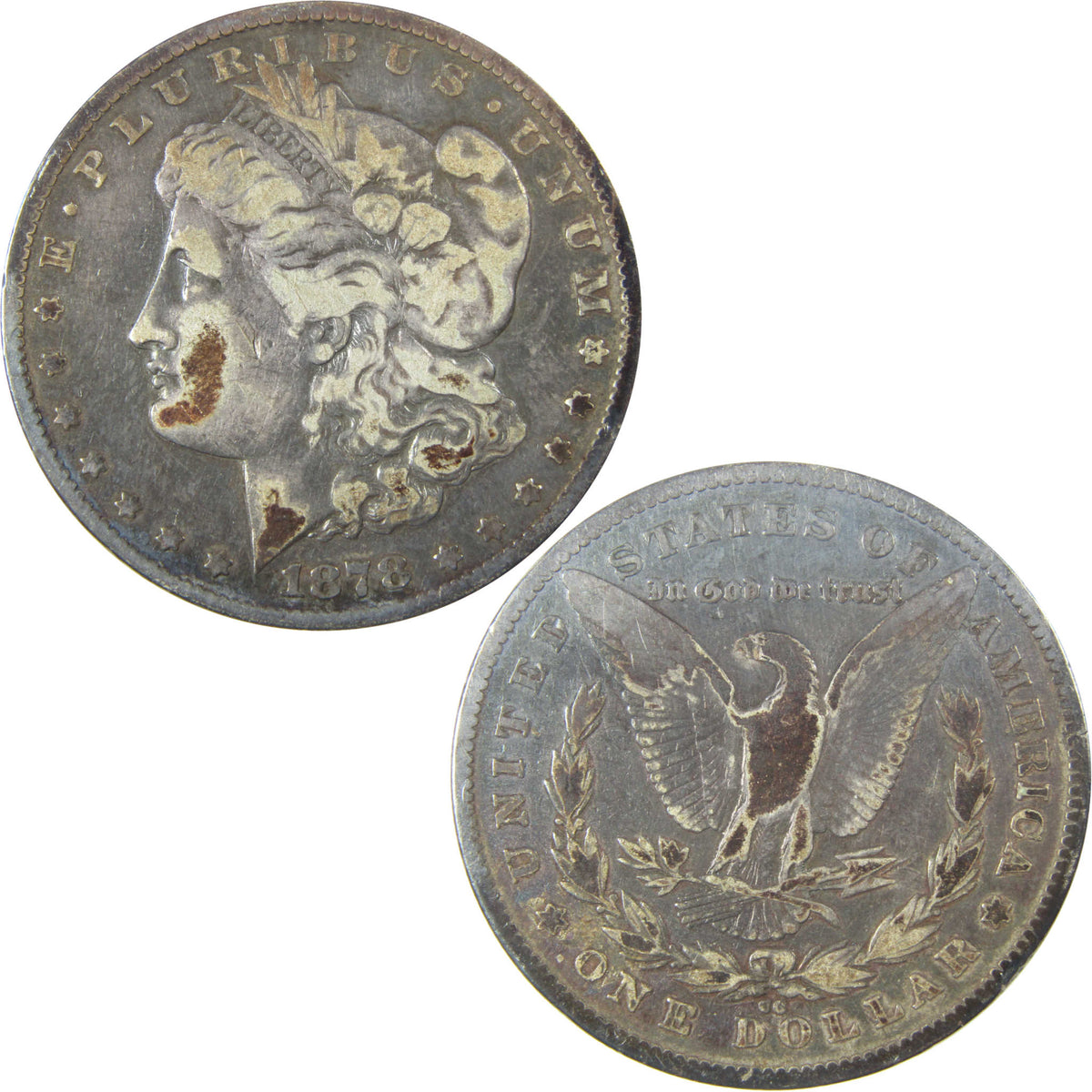 1878 CC Morgan Silver Dollar F Fine $1 Coin Collectible SKU:CP1590 - Morgan coin - Morgan silver dollar - Morgan silver dollar for sale - Profile Coins & Collectibles