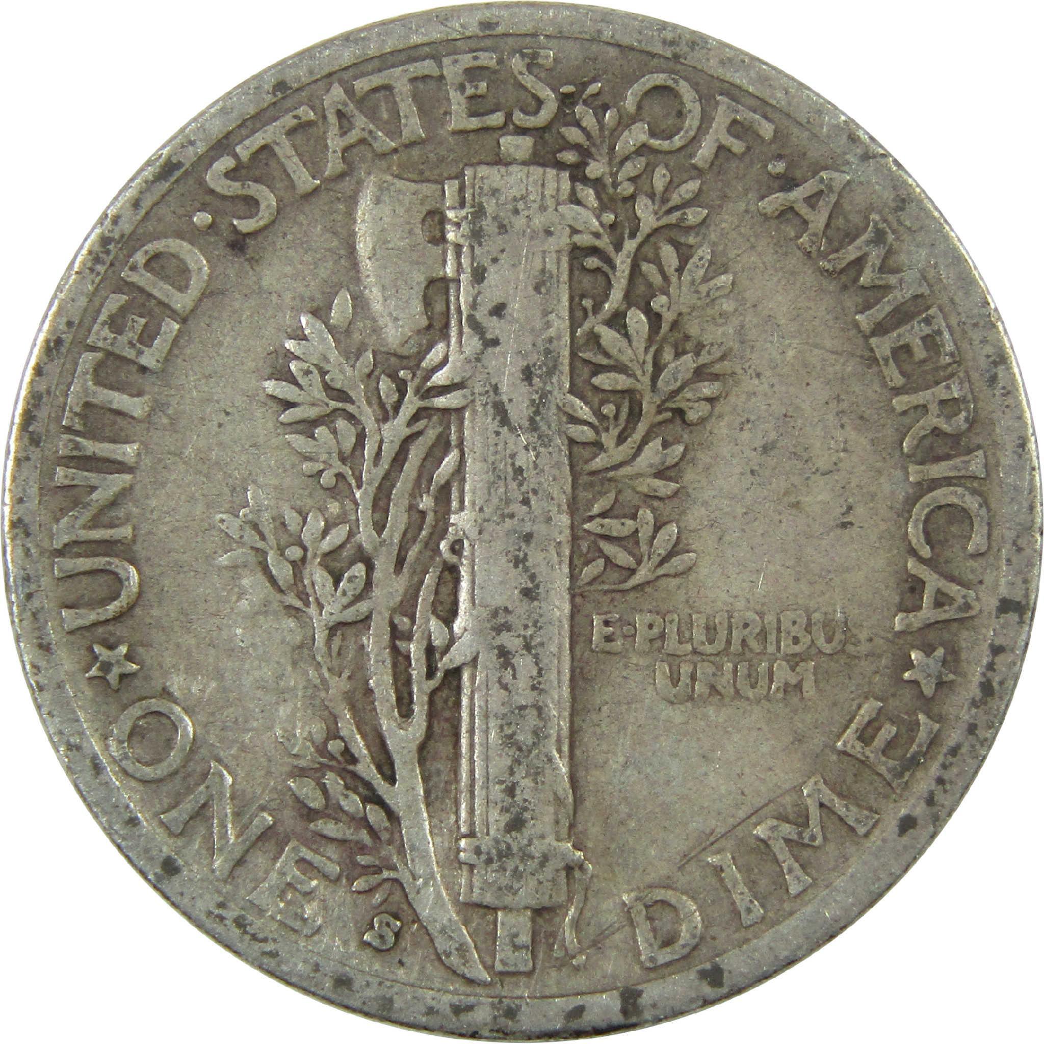 1937 S Mercury Silver Dime VG Very Good 10c Coin Collectible