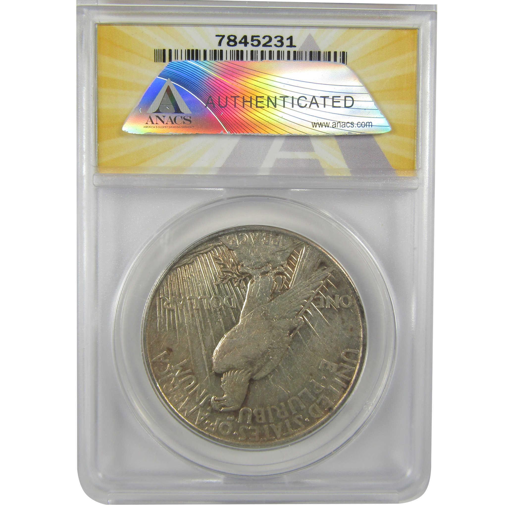 1921 High Relief Peace Dollar AU 50 Details ANACS Silver SKU:I21383