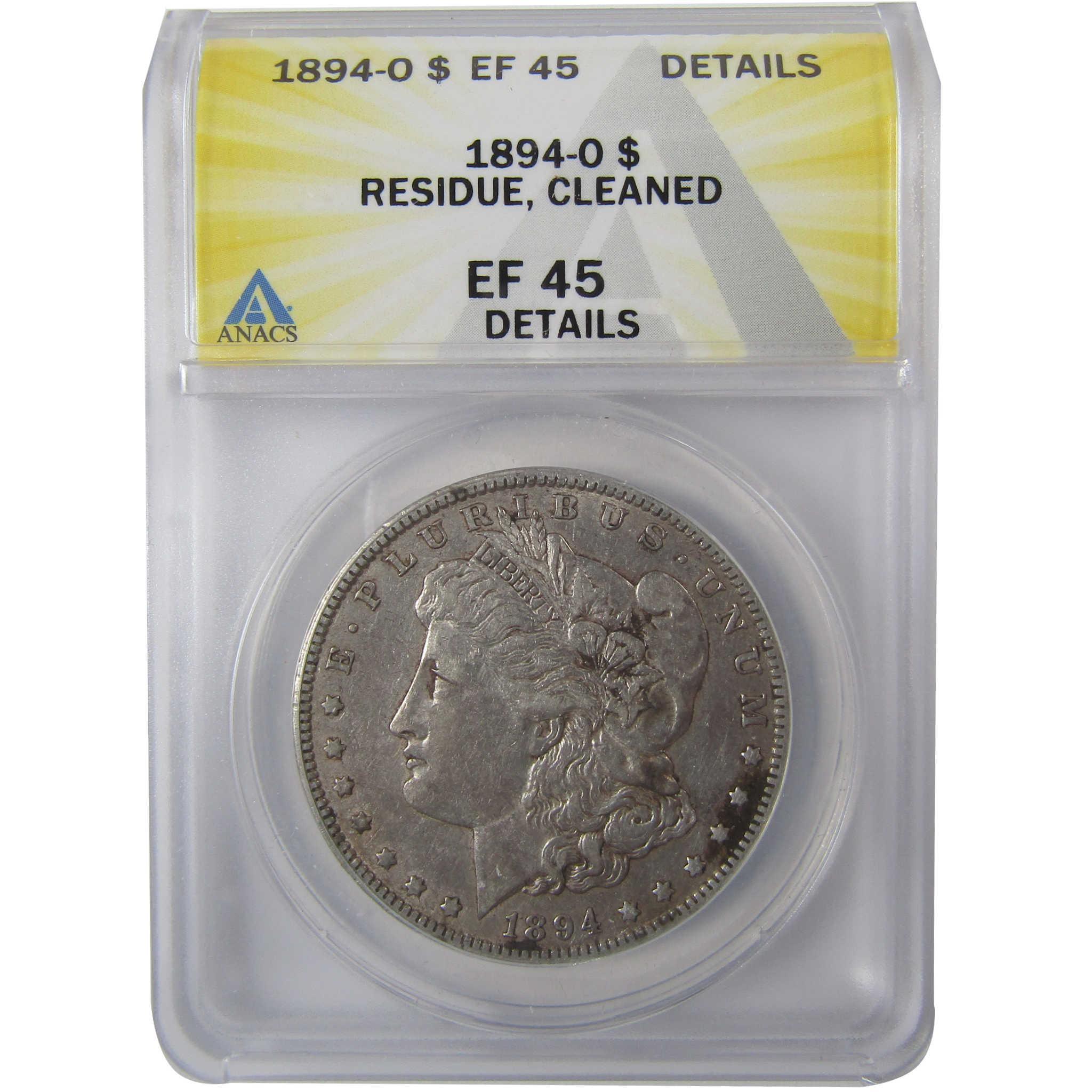 1894 O Morgan Silver Dollar EF 45 Details ANACS $1 Coin SKU:I25420 - Morgan coin - Morgan silver dollar - Morgan silver dollar for sale - Profile Coins & Collectibles