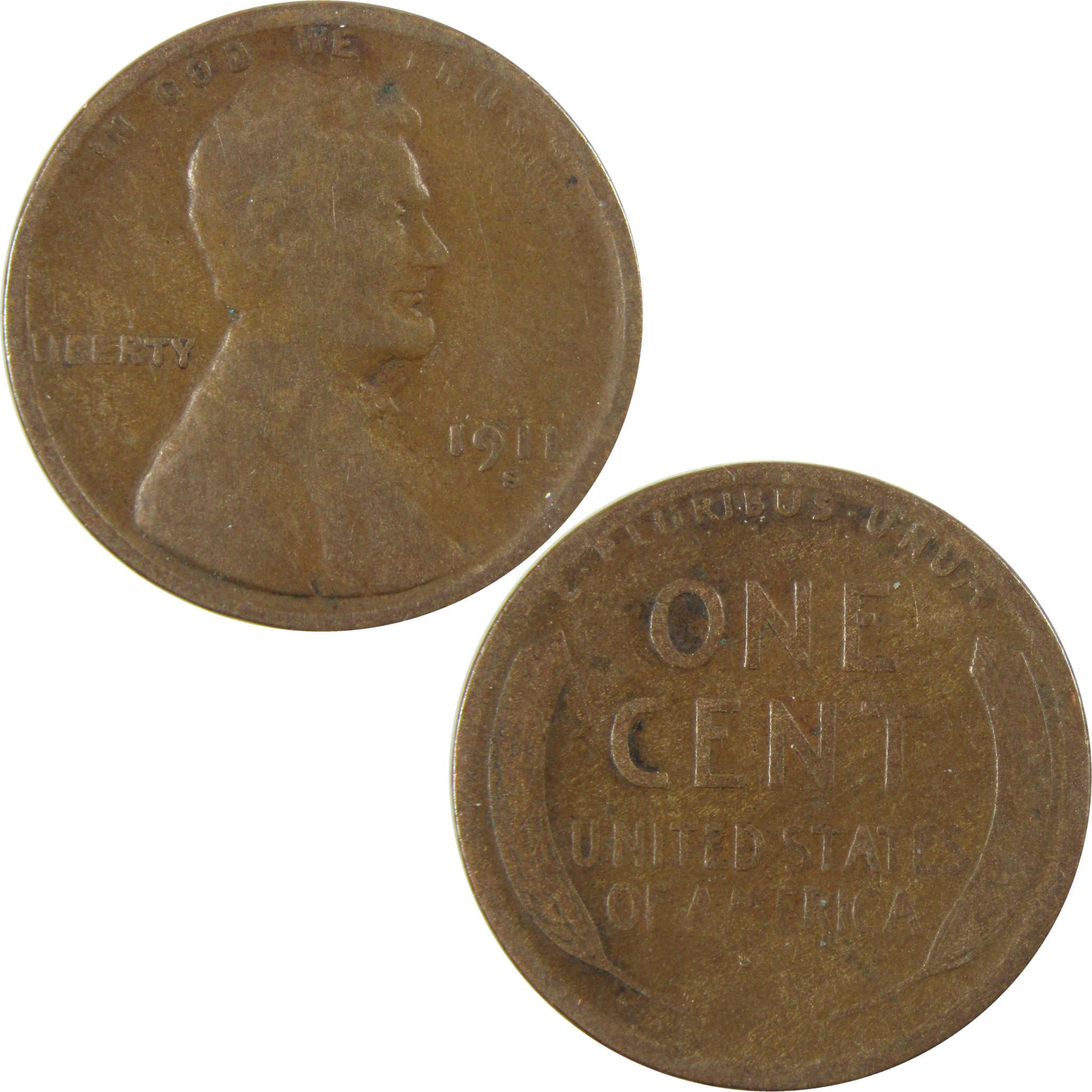 1911 S Lincoln Wheat Cent VG Very Good Penny 1c Coin SKU:I28226