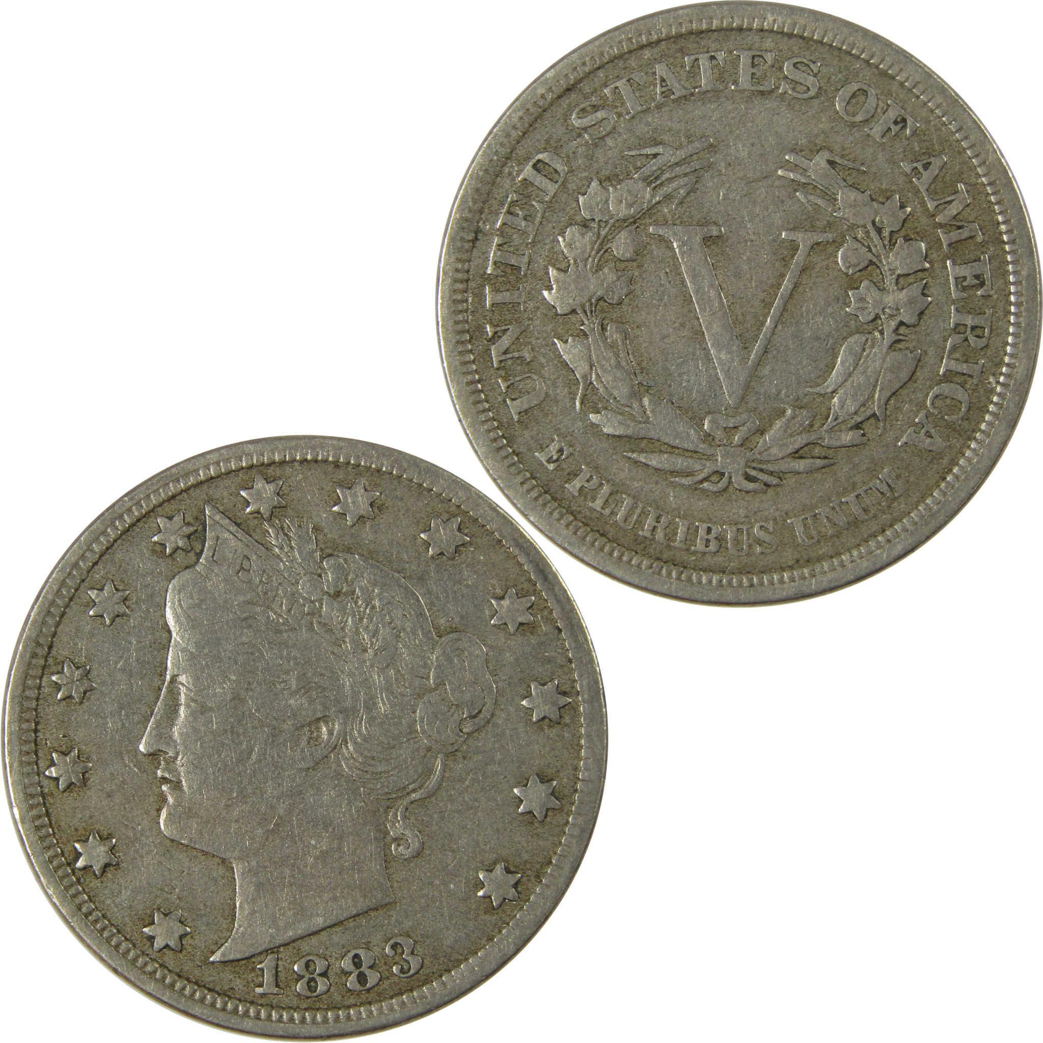 1883 No Cents Liberty Head V Nickel VF Very Fine 5c Coin SKU:I26513