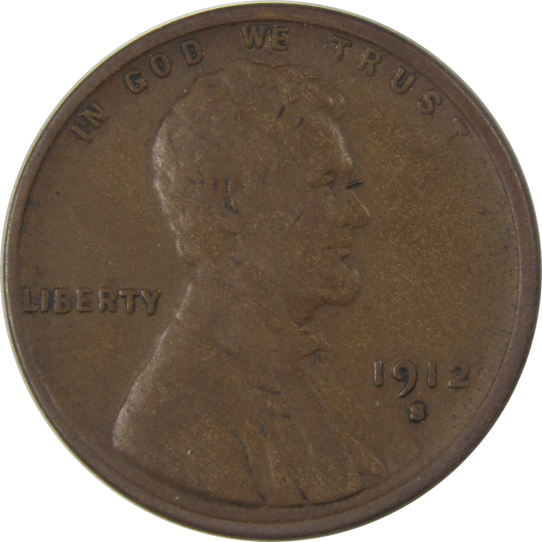 1912 S Lincoln Wheat Cent F Fine Penny 1c Coin Collectible SKU:I23868