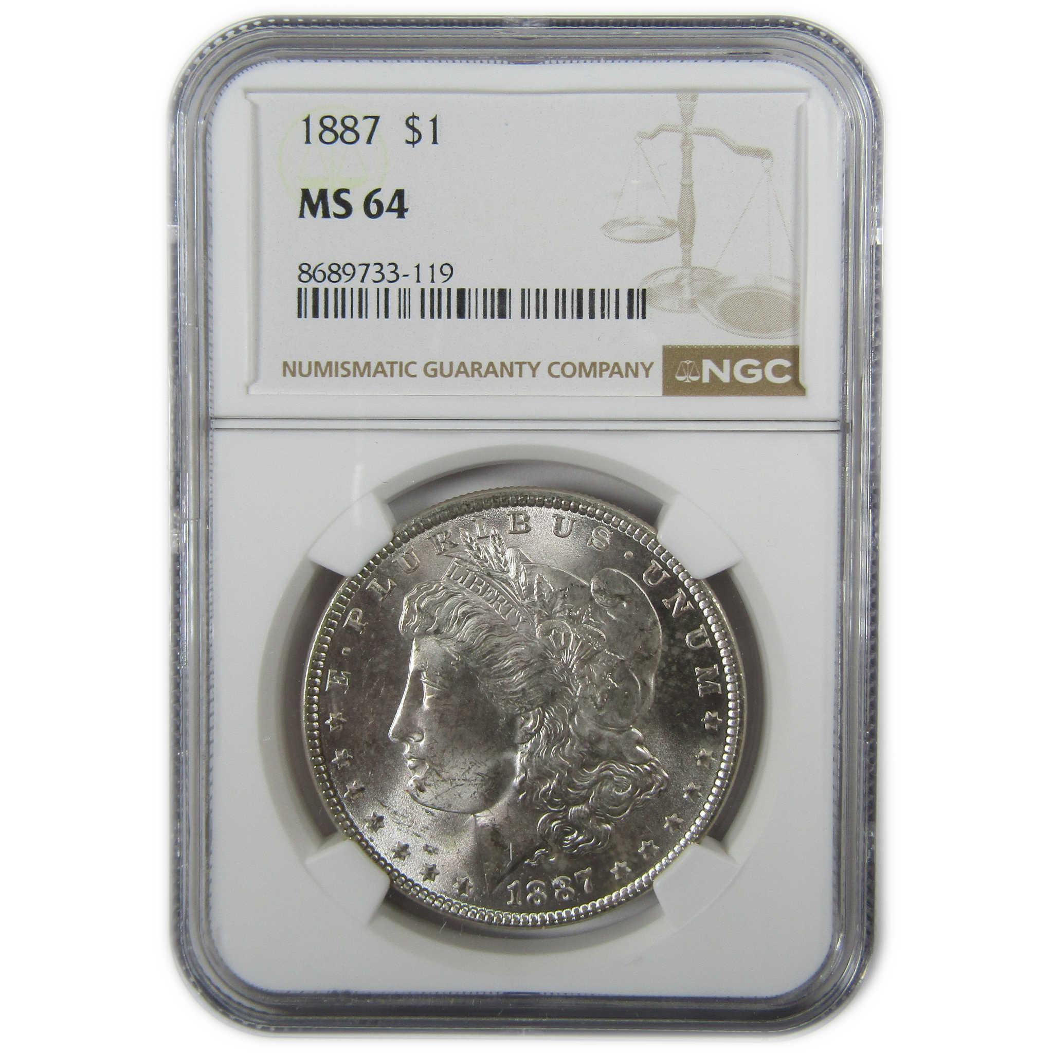 1887 Morgan Silver Dollar MS 64 NGC Uncirculated $1 Coin SKU:CP460 - Morgan coin - Morgan silver dollar - Morgan silver dollar for sale - Profile Coins & Collectibles
