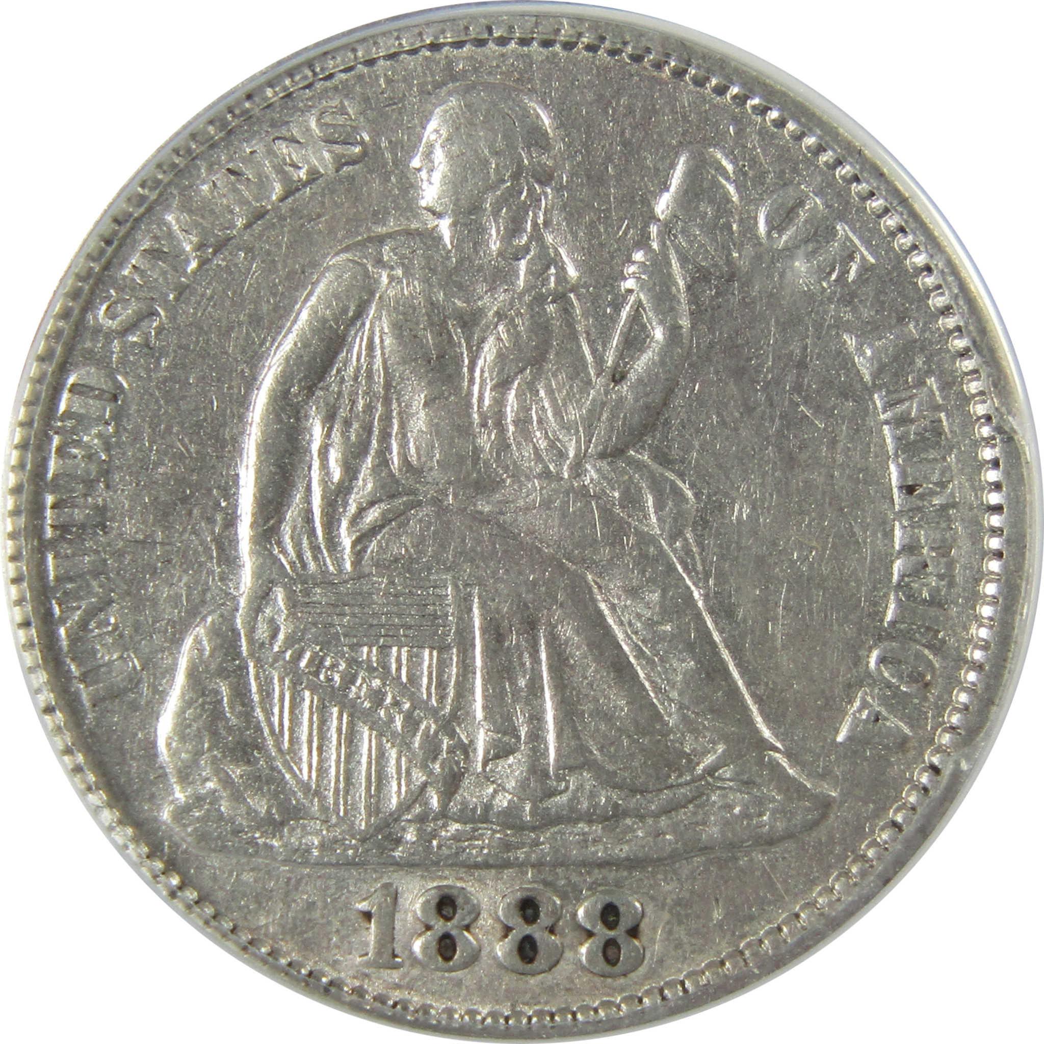 1888 Seated Liberty Silver Dime EF 40 Details ANACS 10c Coin SKU:CP811