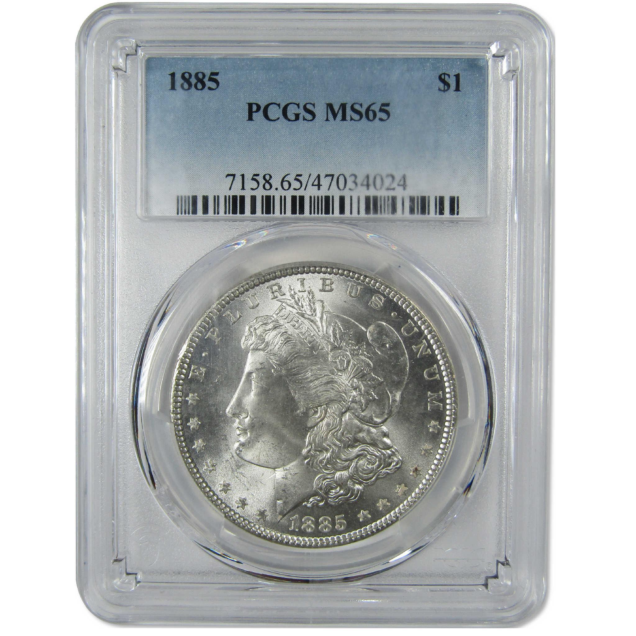 1885 Morgan Silver Dollar MS 65 PCGS Uncirculated $1 Coin Collectible - Morgan coin - Morgan silver dollar - Morgan silver dollar for sale - Profile Coins & Collectibles