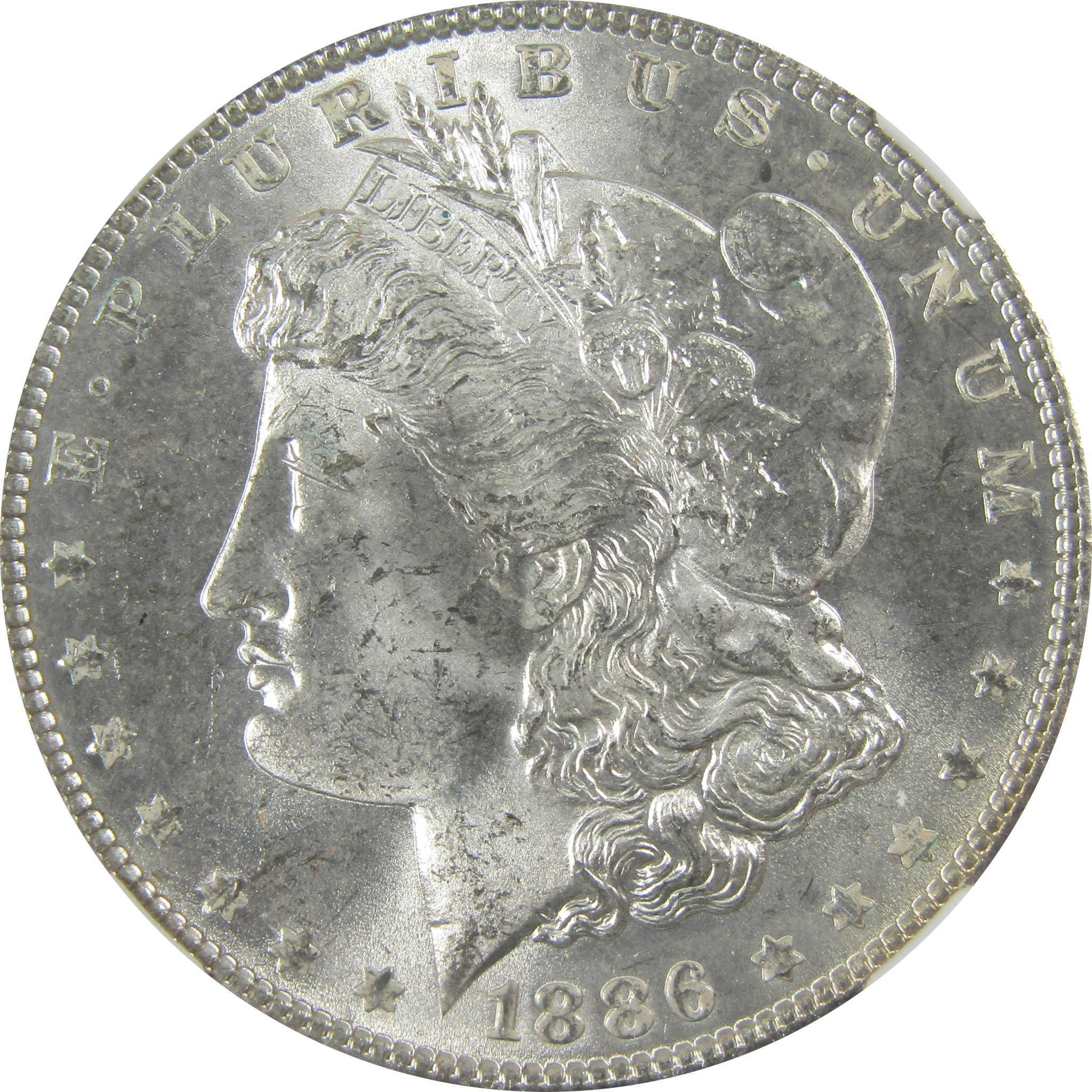 1886 Morgan Silver Dollar MS 63 NGC Crescent Toned Reverse SKU:CP401
