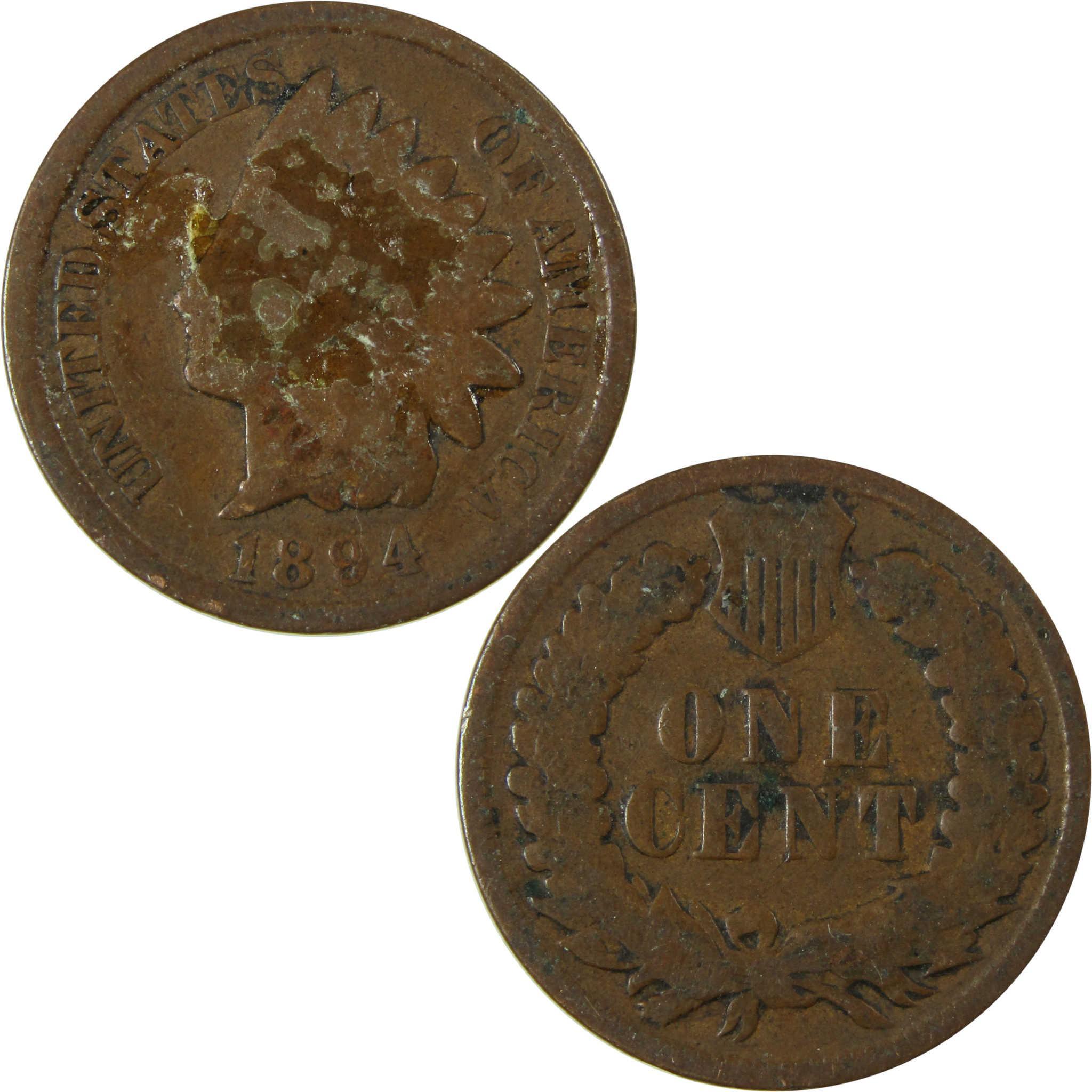 1894 Indian Head Cent G Good Penny 1c Coin Collectible SKU:I26539
