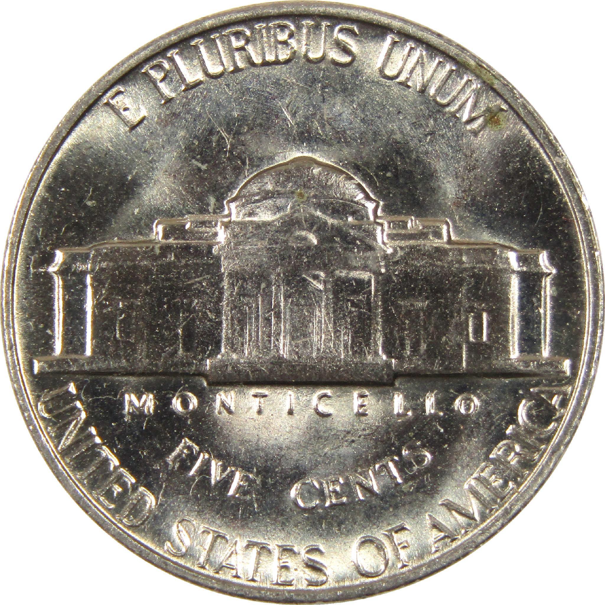 Reverse of a collectible US nickel coin showing Monticello and inscription details