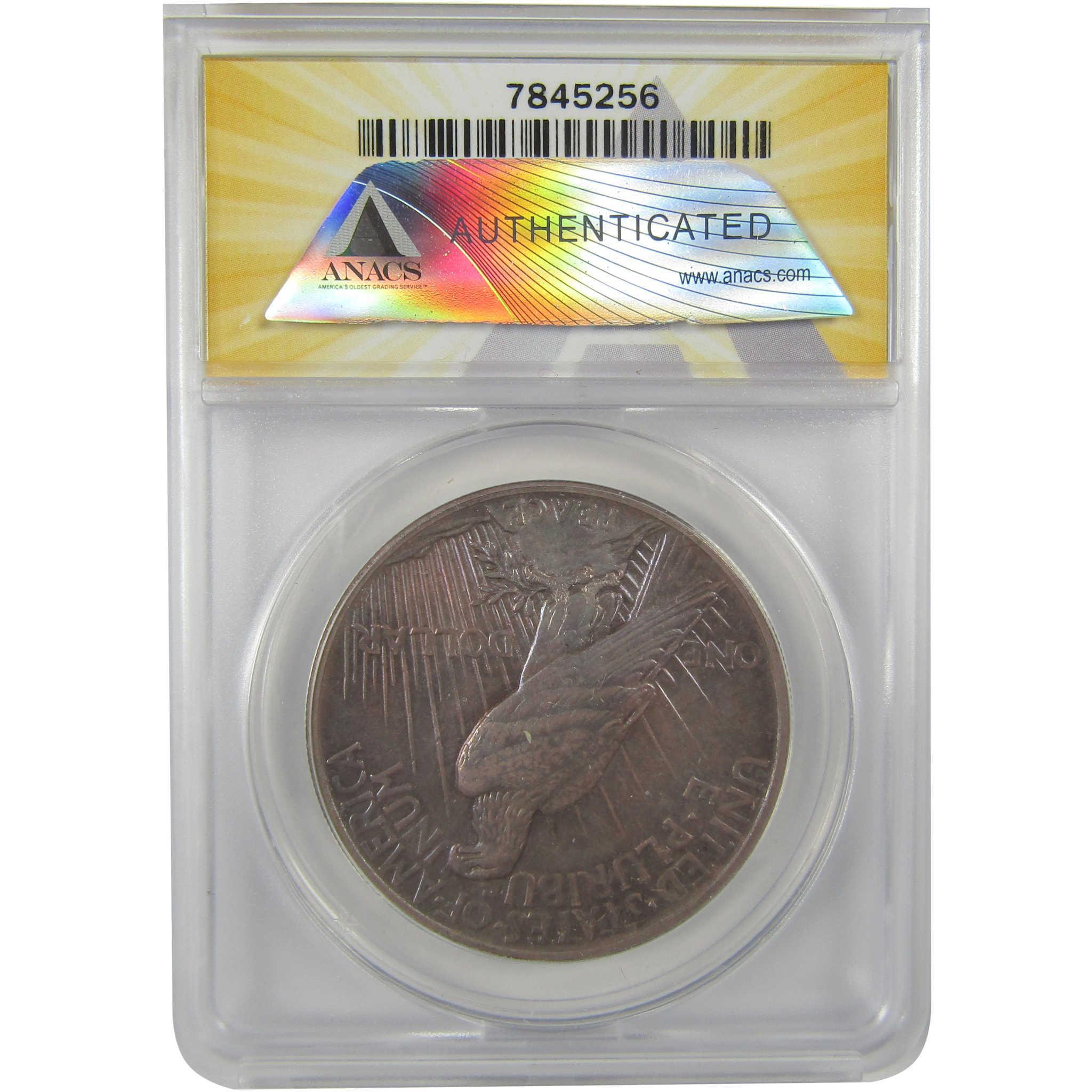 1921 High Relief Peace Dollar AU 50 Details ANACS Silver SKU:I21381