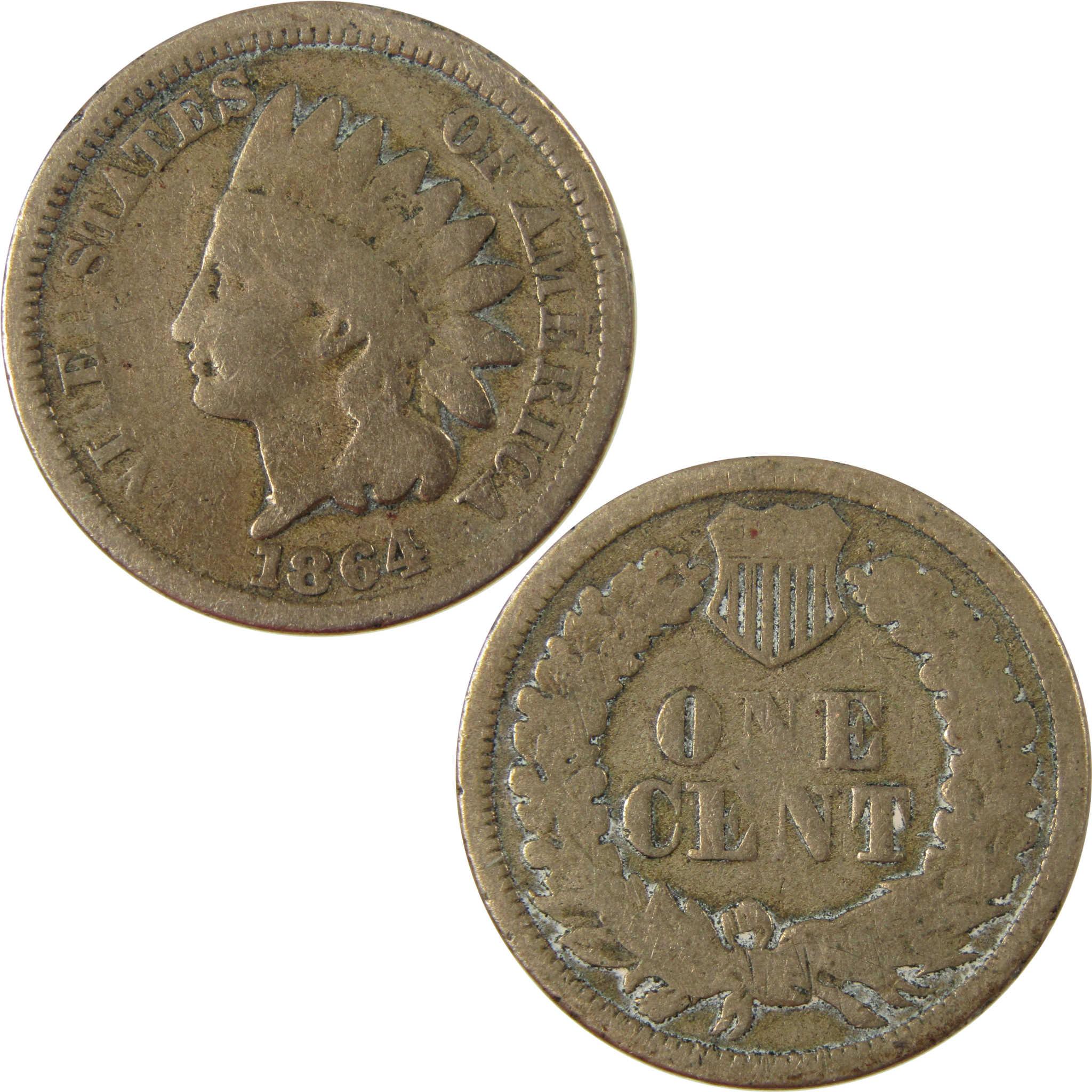 1864 Indian Head Copper-Nickel Cent G Good Details Penny SKU:CP1220