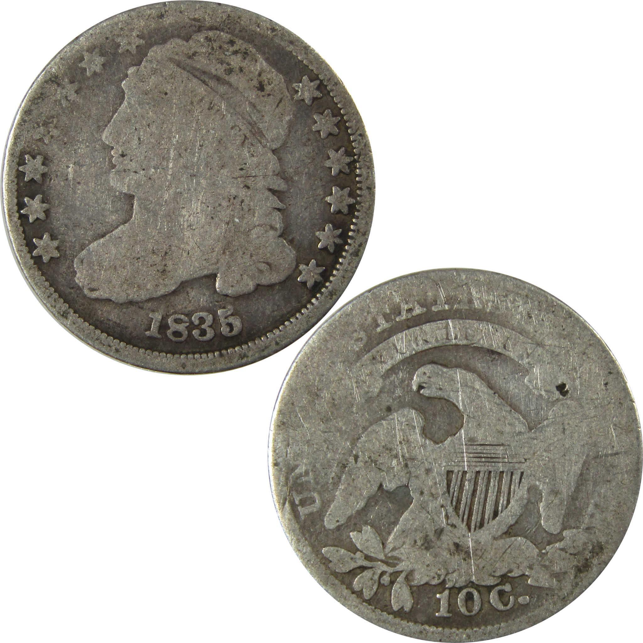 1835 Capped Bust Silver Dime G Good 10c Coin Collectible SKU:I25390