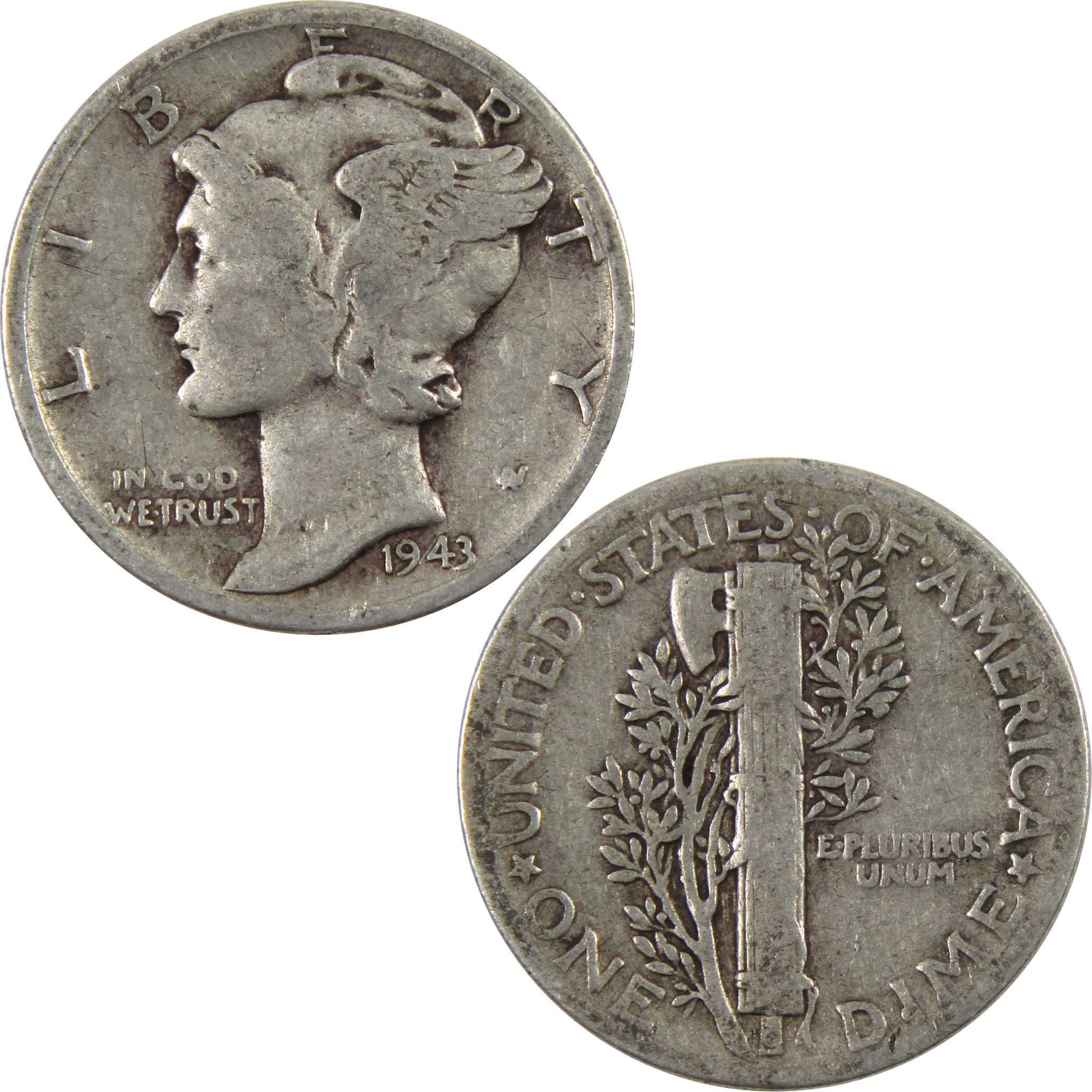 1943 Mercury Dime AG About Good 90% Silver 10c Coin