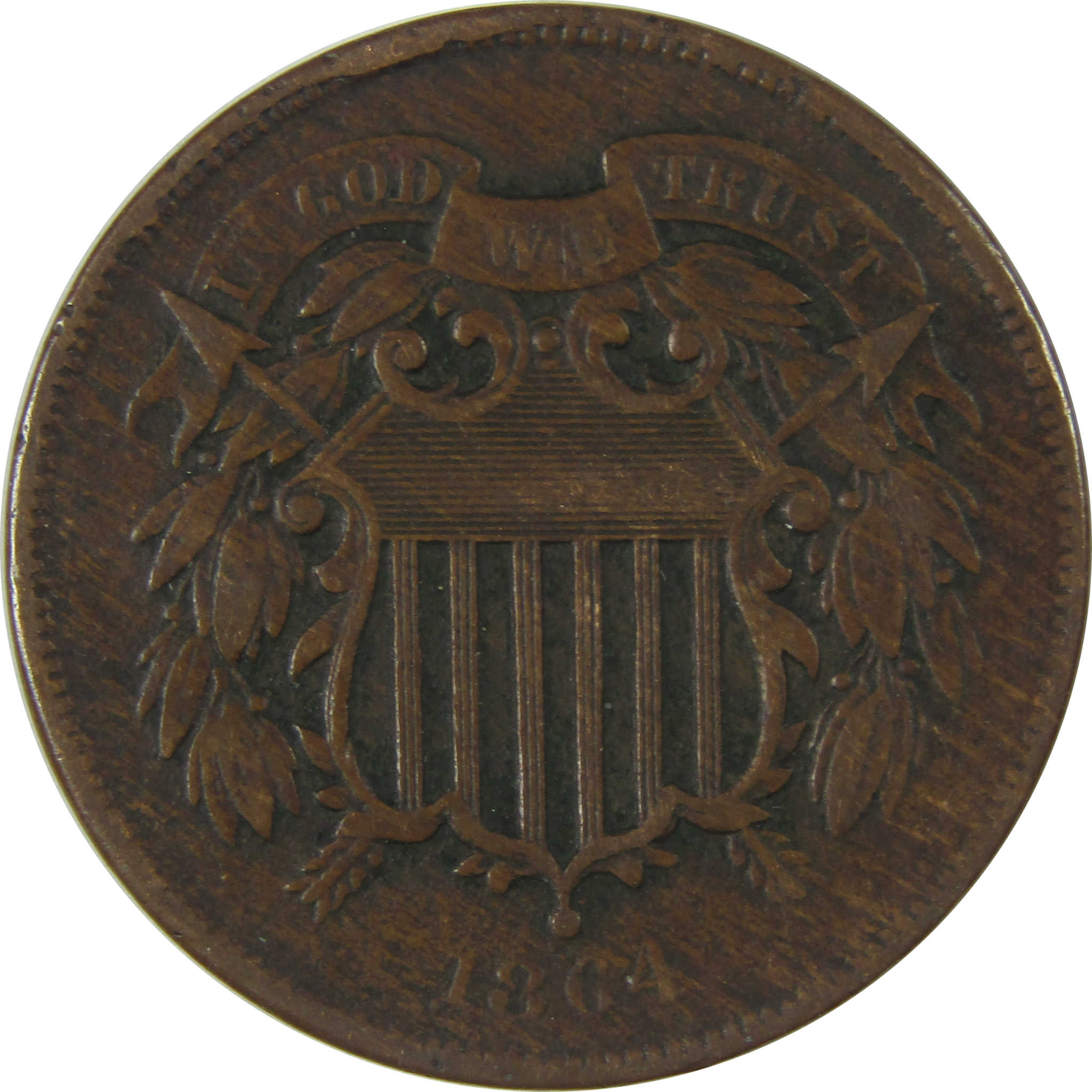 1864 Large Motto Two Cent Piece VF Very Fine 2c Coin SKU:I22645