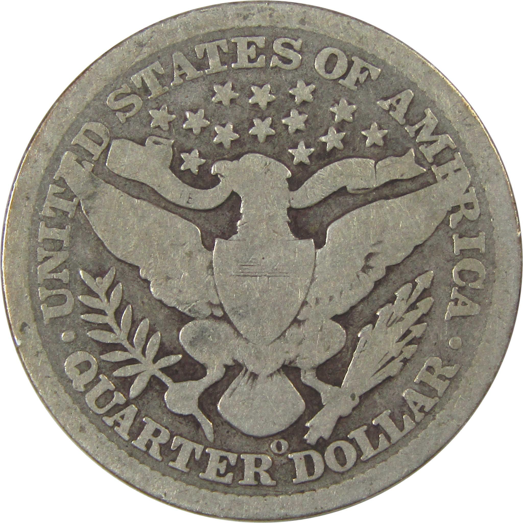 1896 O Barber Quarter AG About Good Silver 25c Coin SKU:I21873
