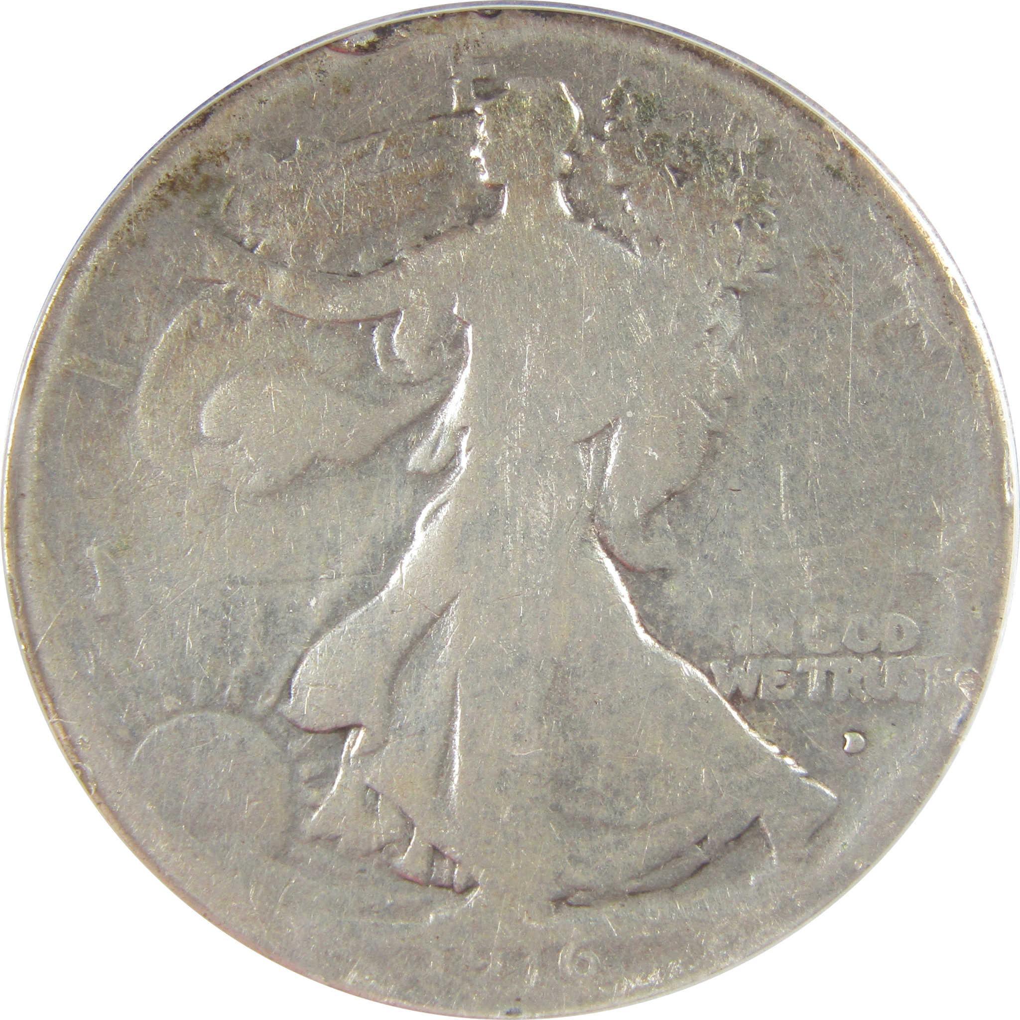 1916 D Liberty Walking Silver Half Dollar G 4 Details ANACS SKU:I25522