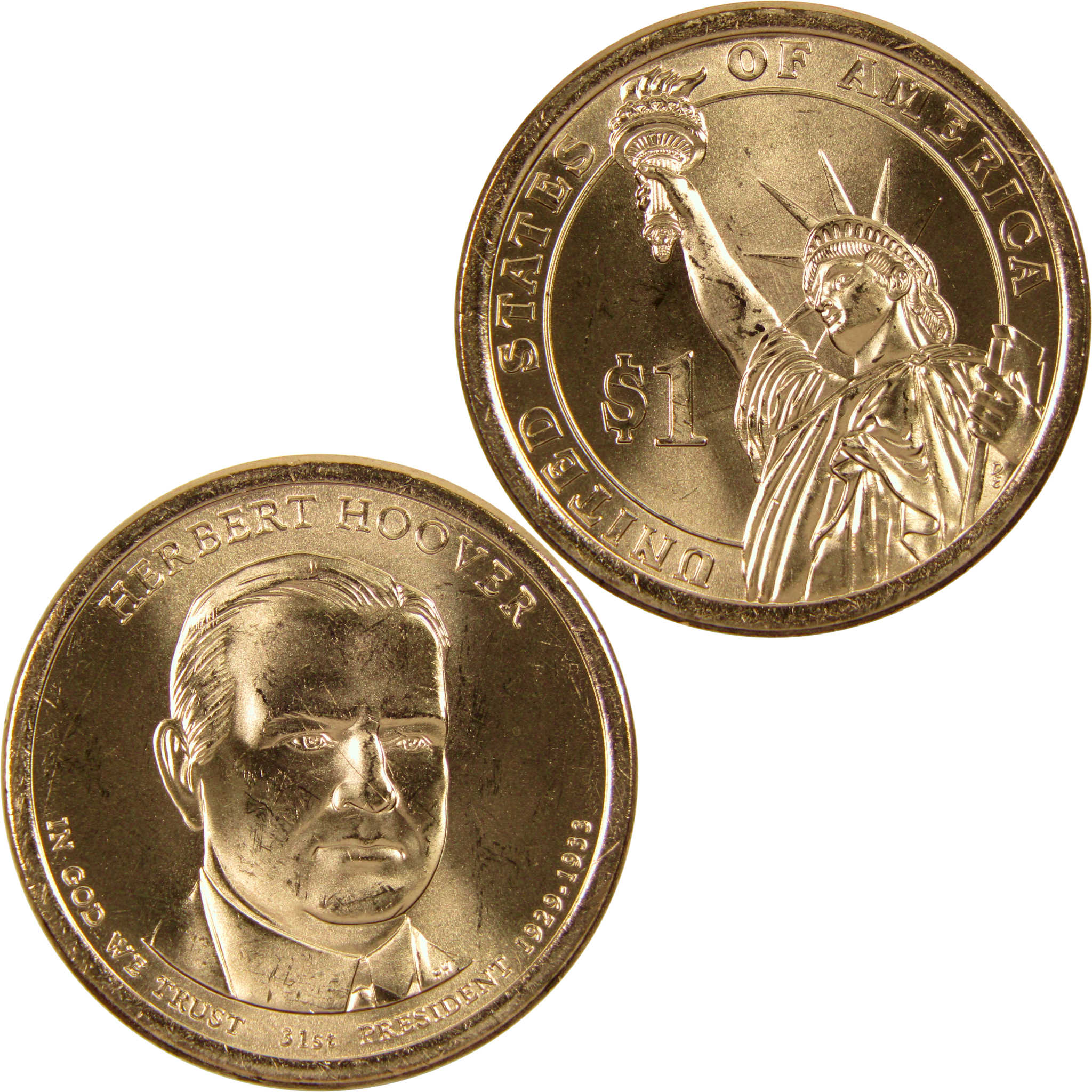 2014 P Herbert Hoover Presidential Dollar BU Uncirculated $1 Coin
