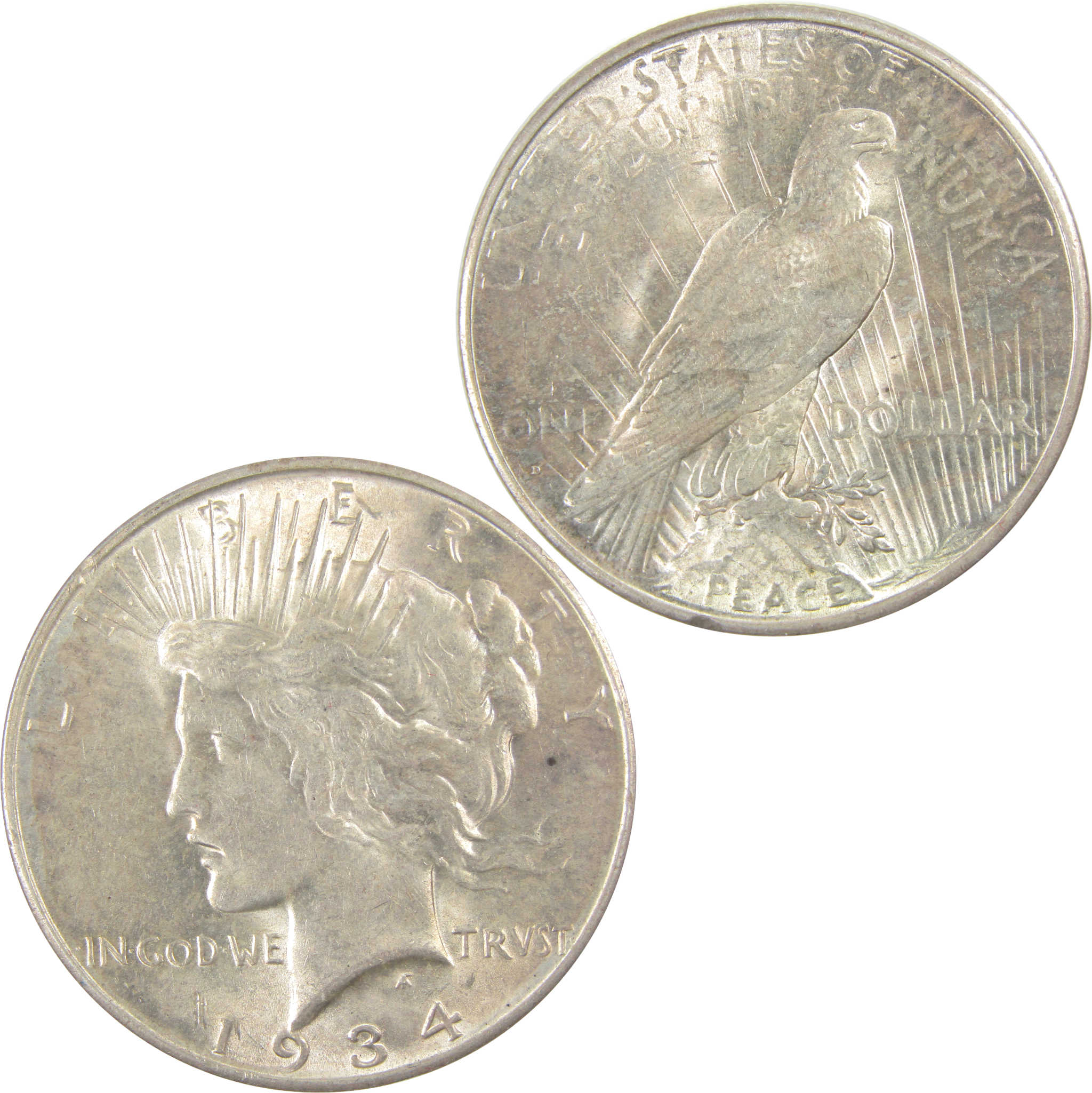 1934 D Peace Dollar Borderline Uncirculated Silver $1 Coin SKU:I16723