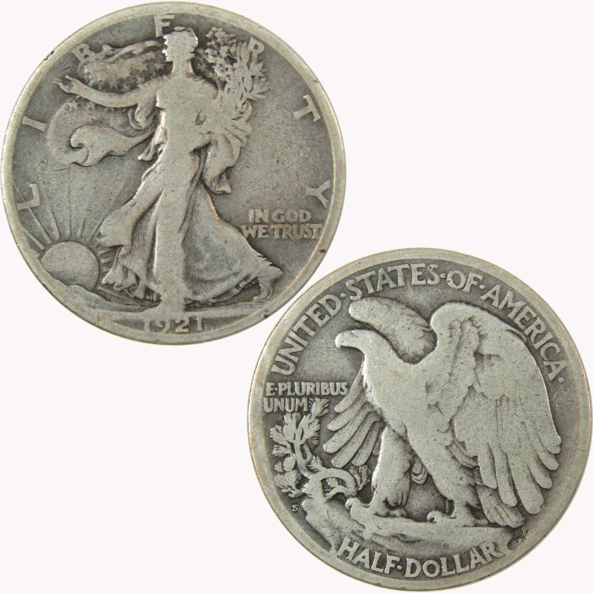 1921 S Liberty Walking Silver 50c VG Very Good Details SKU:CP1463