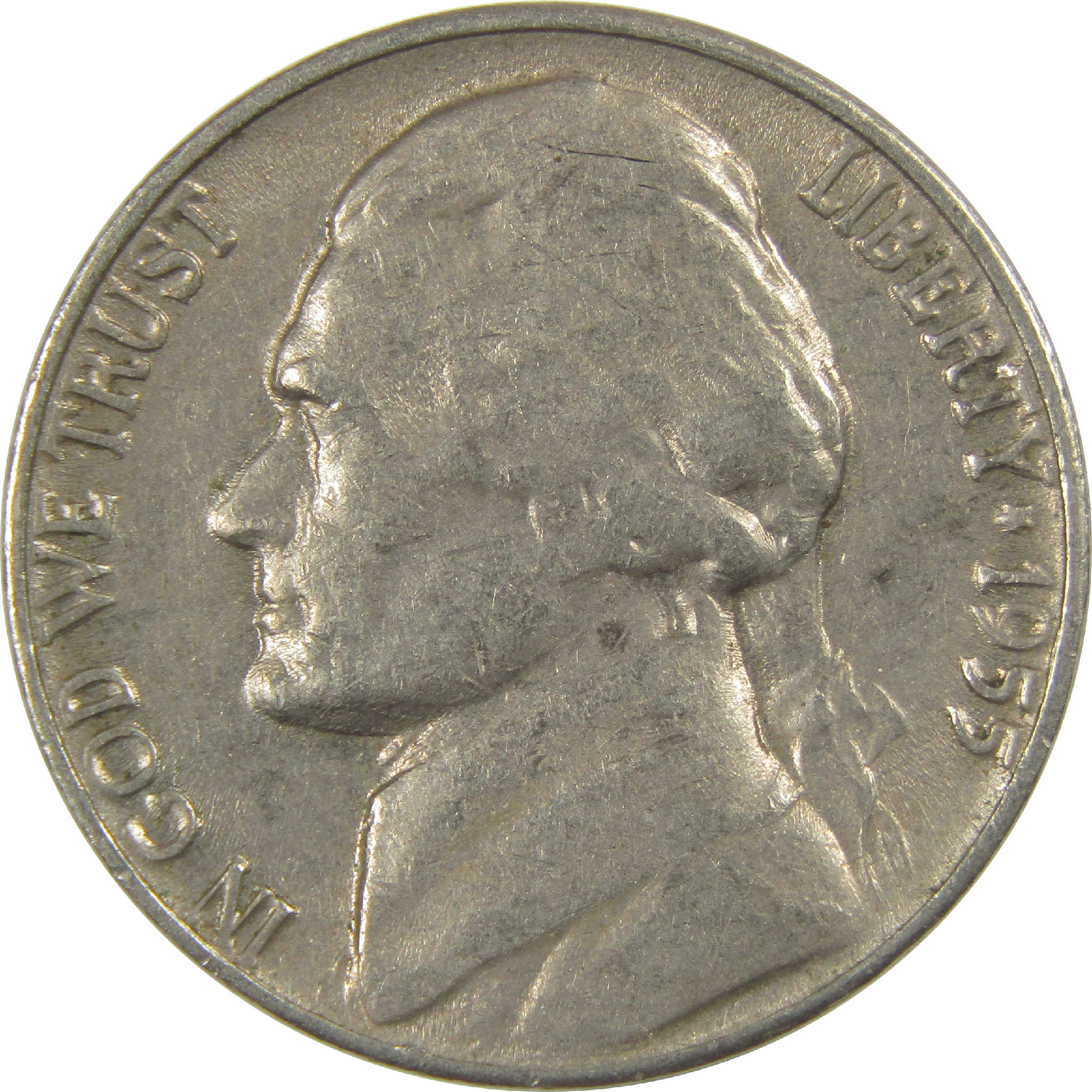 1955 D Jefferson Nickel Circulated 5c Coin Collectible