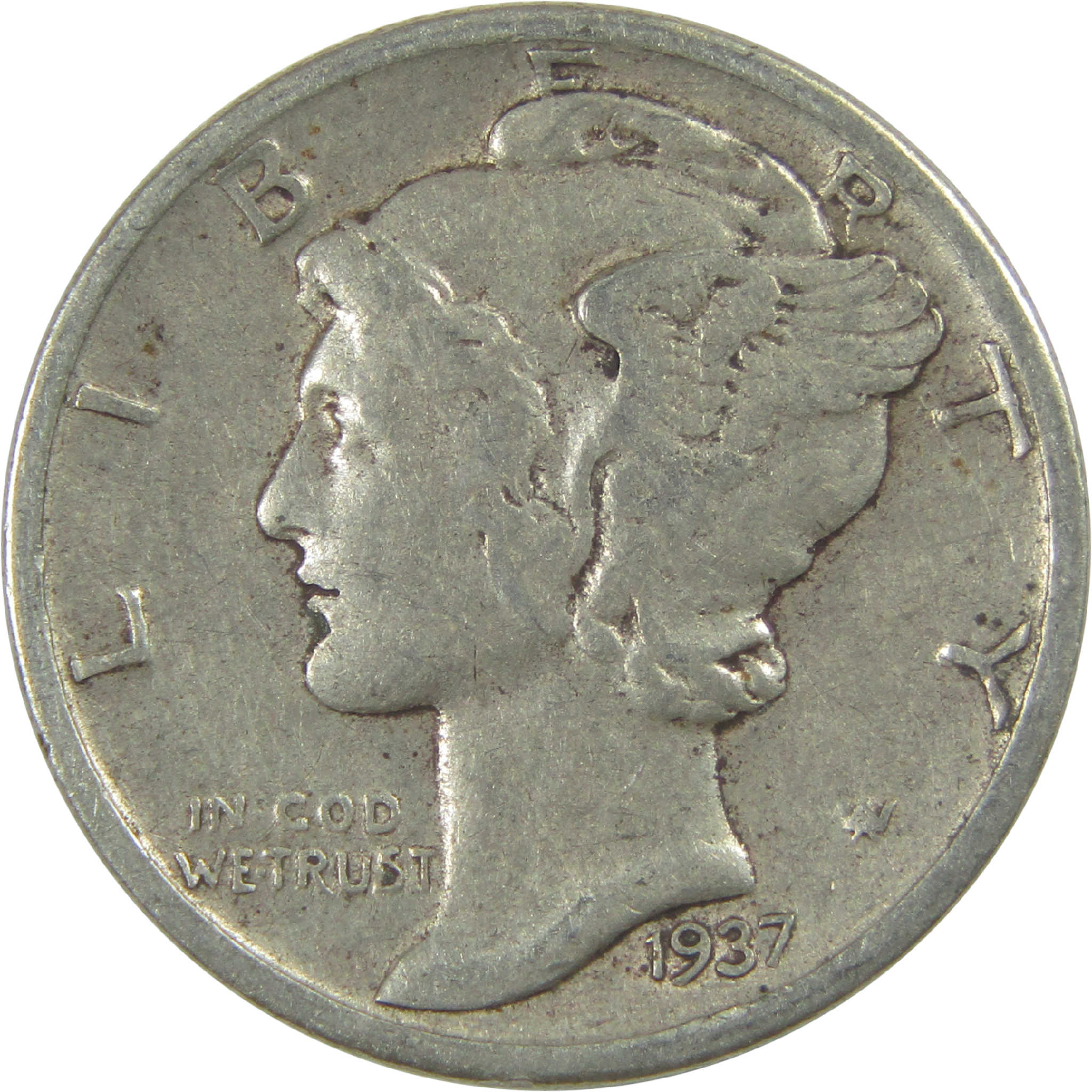 1937 D Mercury Dime VF Very Fine Silver 10c Coin