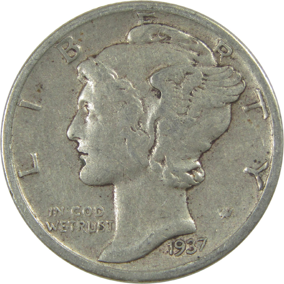1937 D Mercury Silver Dime VF Very Fine 10c Coin Collectible