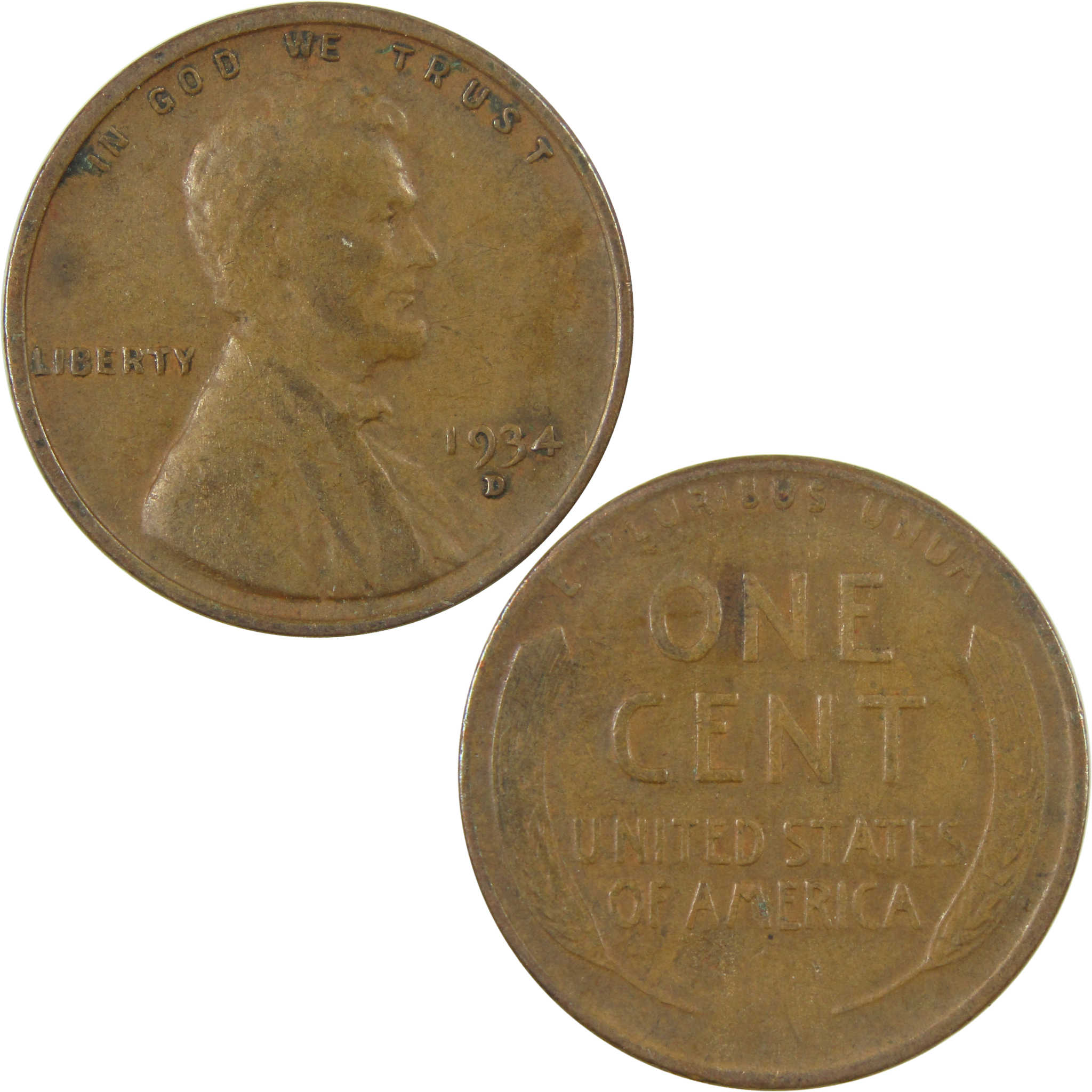 1934 D Lincoln Wheat Cent F Fine Penny 1c Coin Collectible SKU:I26792