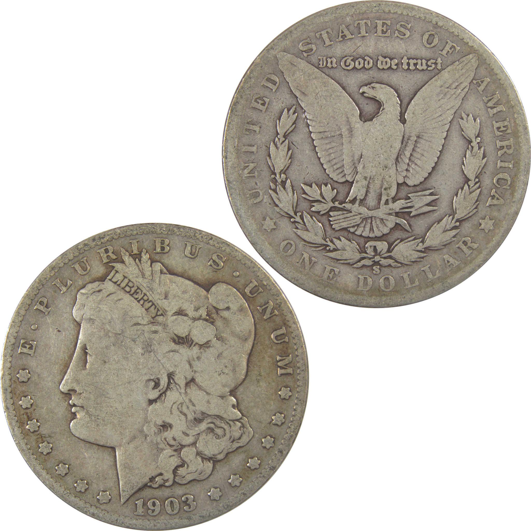 1903 S Morgan Silver Dollar VG Very Good $1 Coin SKU:I24602 - Morgan coin - Morgan silver dollar - Morgan silver dollar for sale - Profile Coins & Collectibles