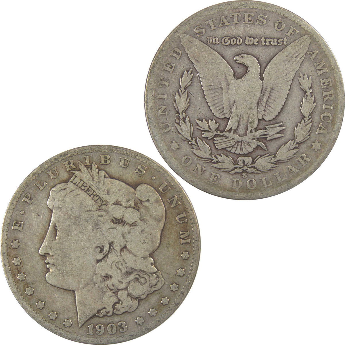 1903 S Morgan Silver Dollar VG Very Good $1 Coin SKU:I24602 - Morgan coin - Morgan silver dollar - Morgan silver dollar for sale - Profile Coins & Collectibles