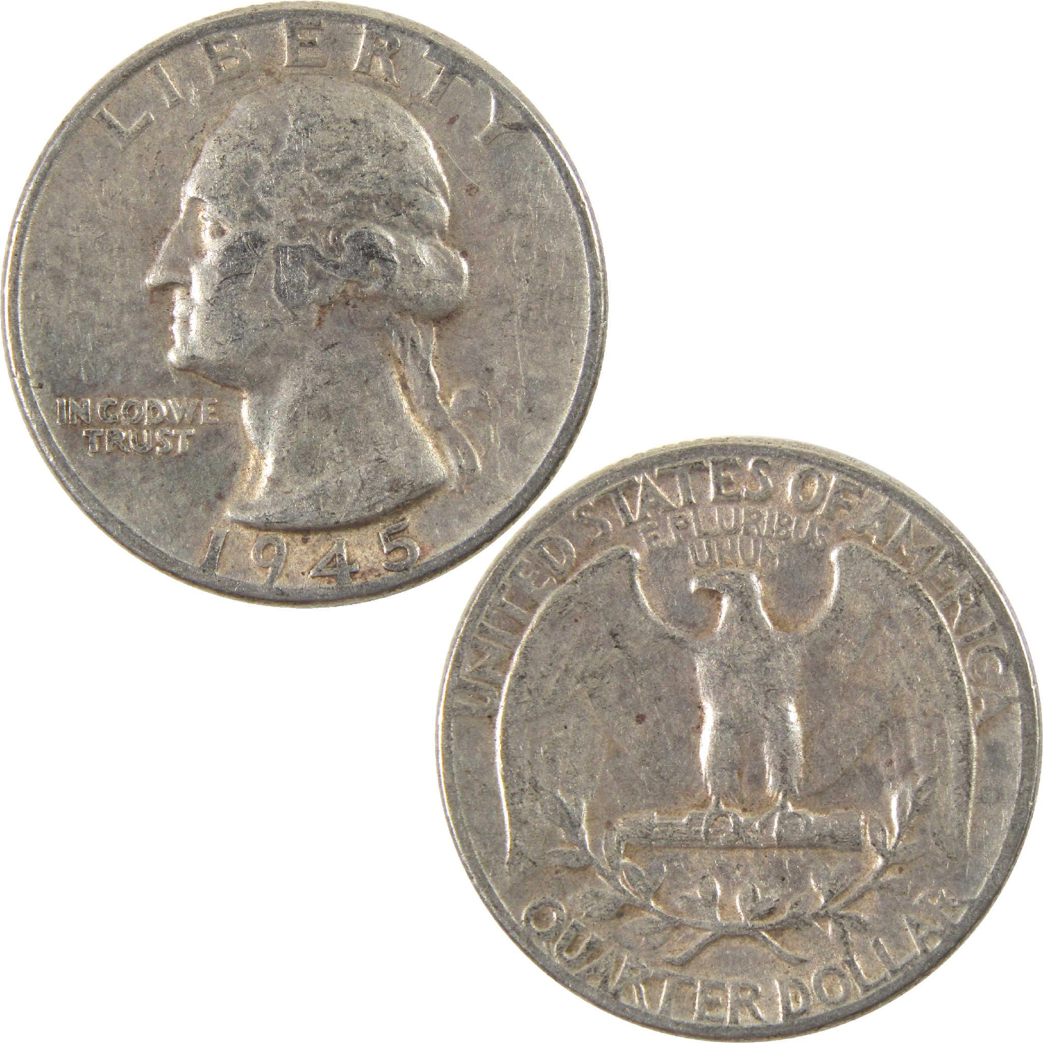 1945 Washington Quarter VF Very Fine Silver 25c Coin