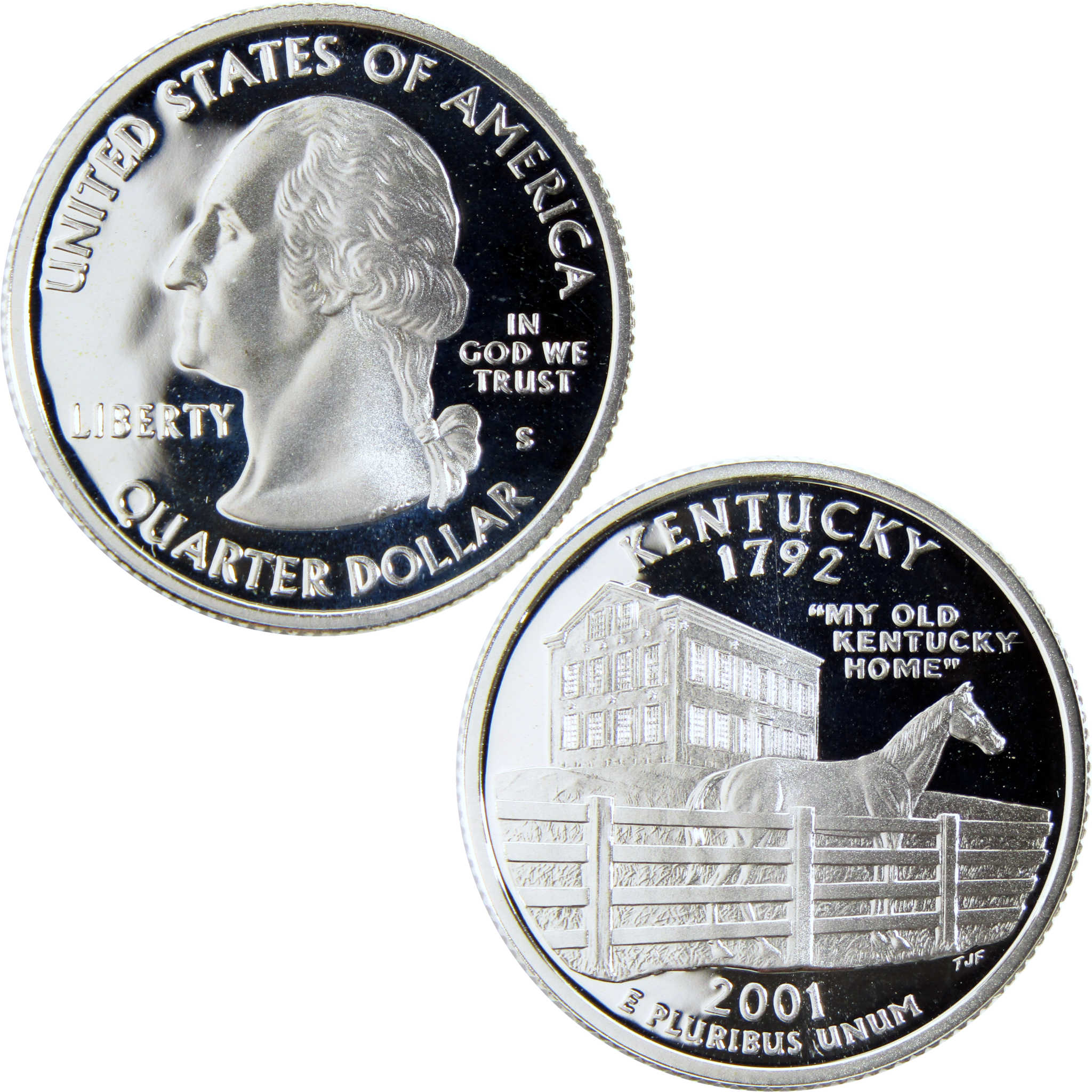 2001 S Kentucky State Quarter Silver Proof 25c Coin
