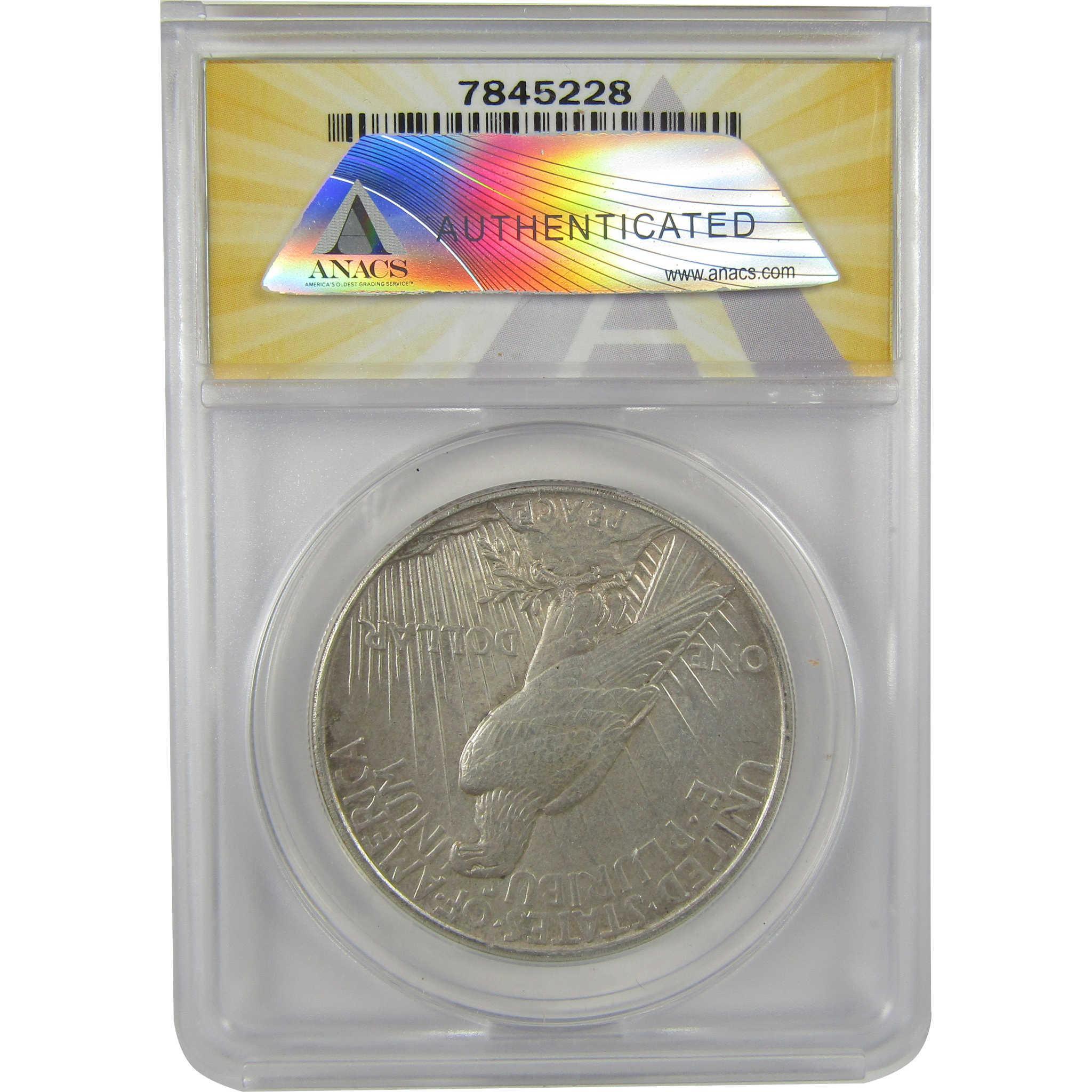 1921 High Relief Peace Dollar AU 55 Details ANACS Silver SKU:I21390