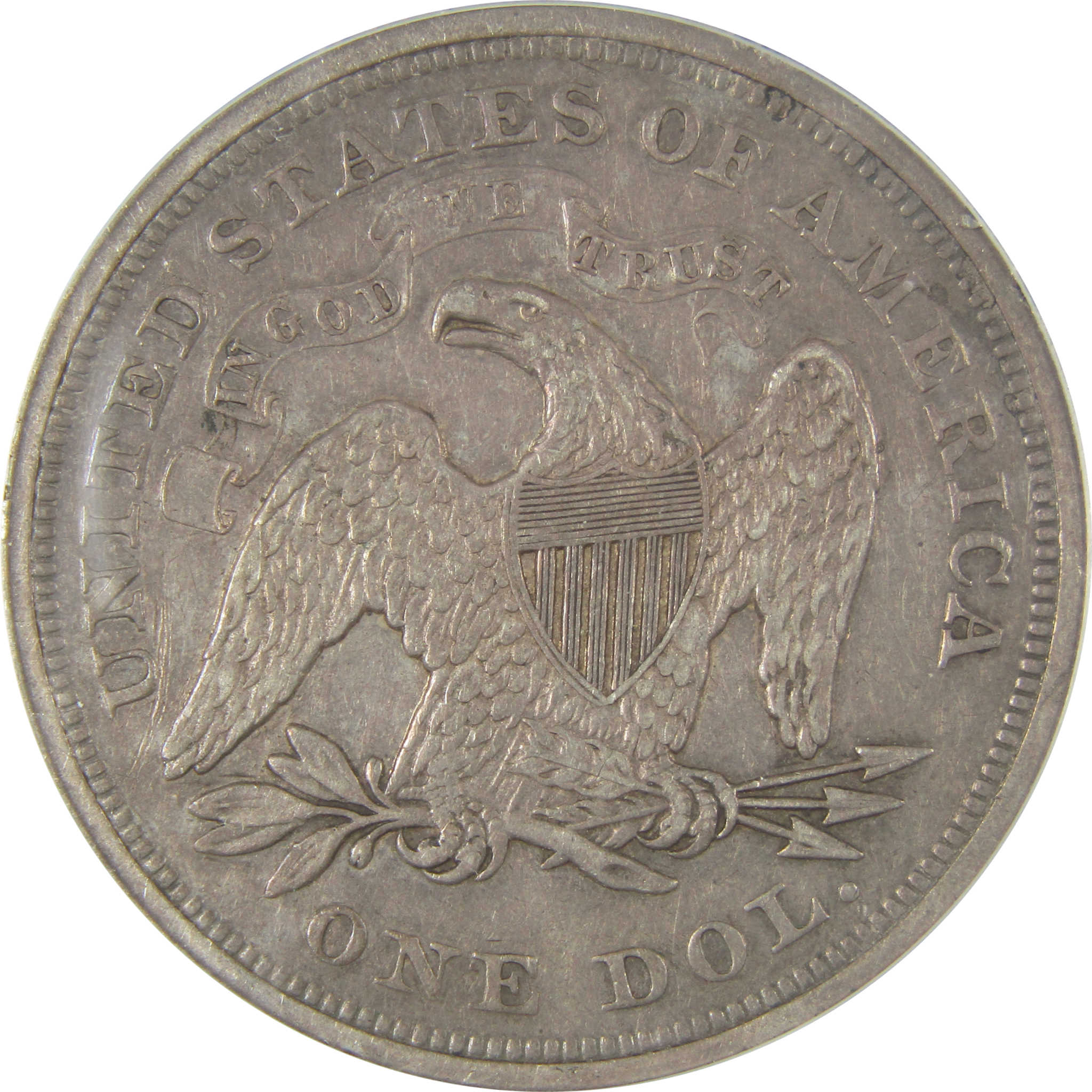 1868 Seated Liberty Dollar AU 50 Details ANACS Silver SKU:I22972