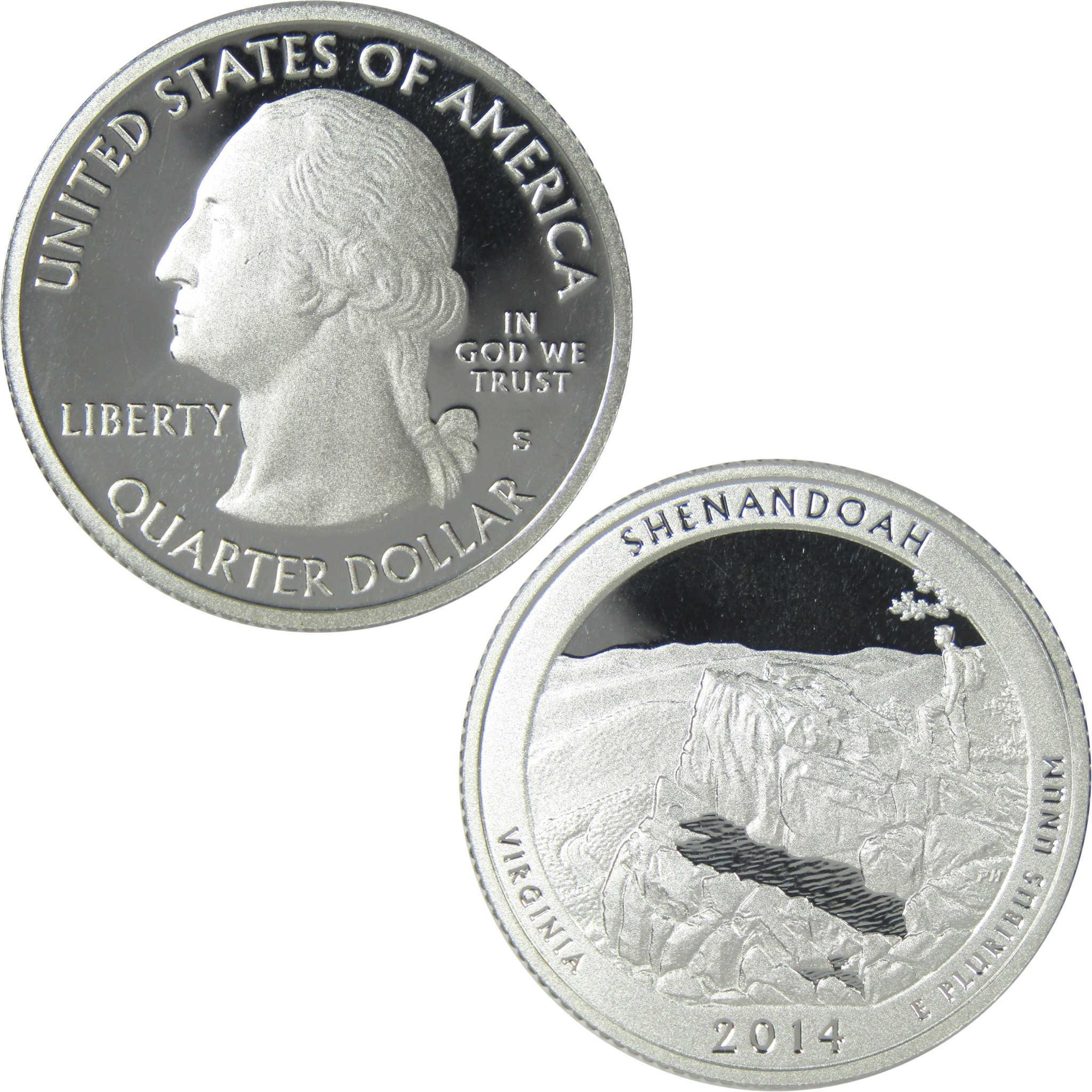 2014 S Shenandoah National Park Silver Quarter Proof 25c Coin
