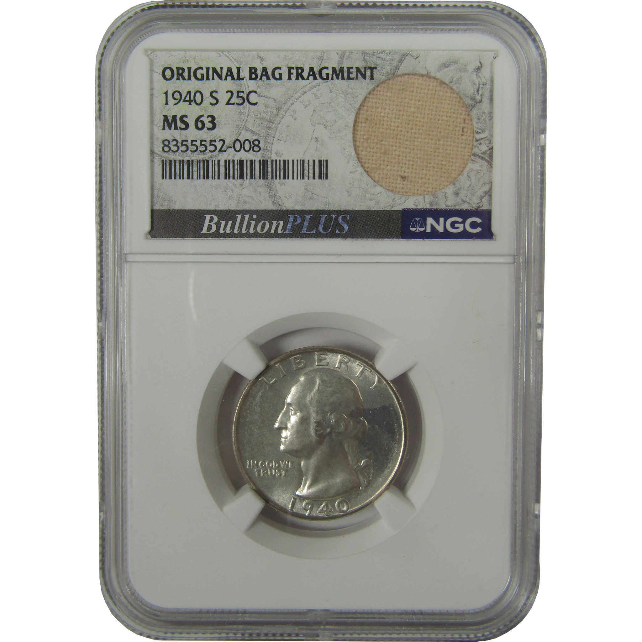 1940 S Washington Quarter MS 63 NGC Original Bag Fragment SKU:I22607