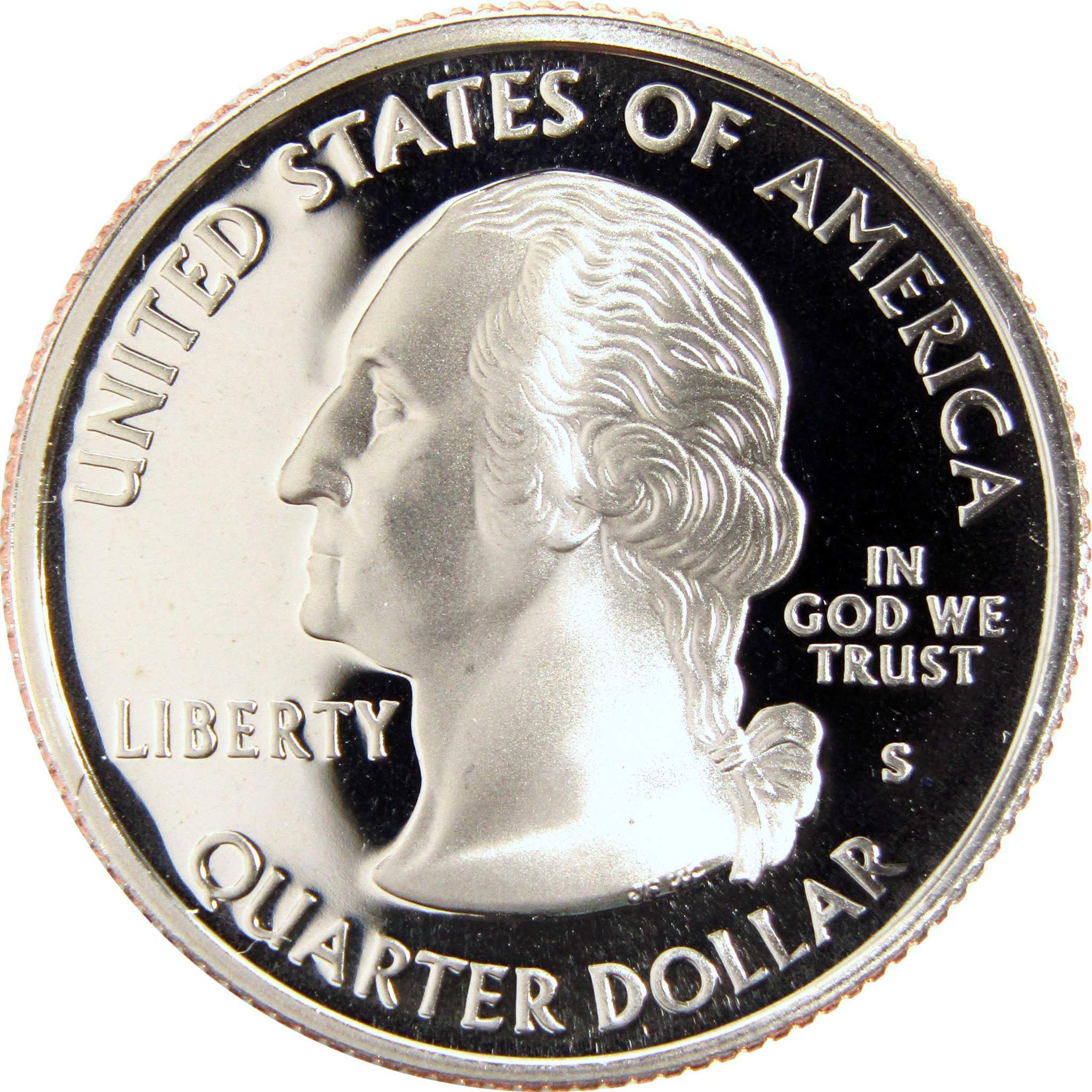 United States proof quarter dollar coin with George Washington profile, S mint mark