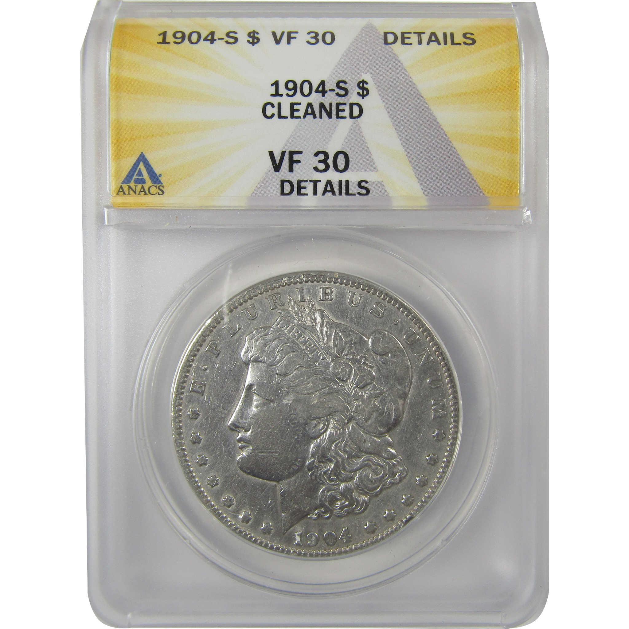 1904 S Morgan Dollar VF 30 Details ANACS Silver $1 Coin SKU:I21147 - Morgan coin - Morgan silver dollar - Morgan silver dollar for sale - Profile Coins & Collectibles