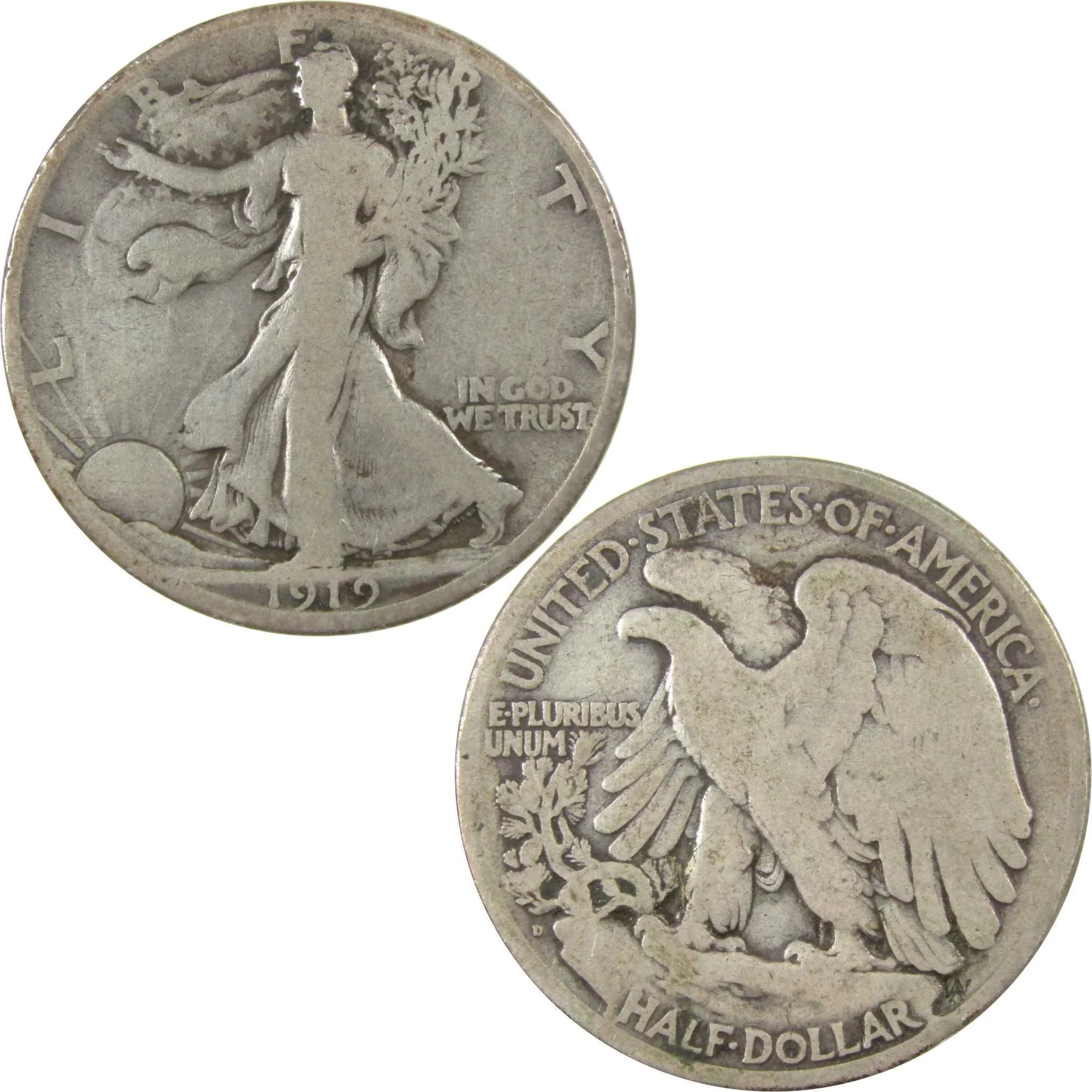 1919 D Liberty Walking Silver Half Dollar VG Very Good SKU:I24625
