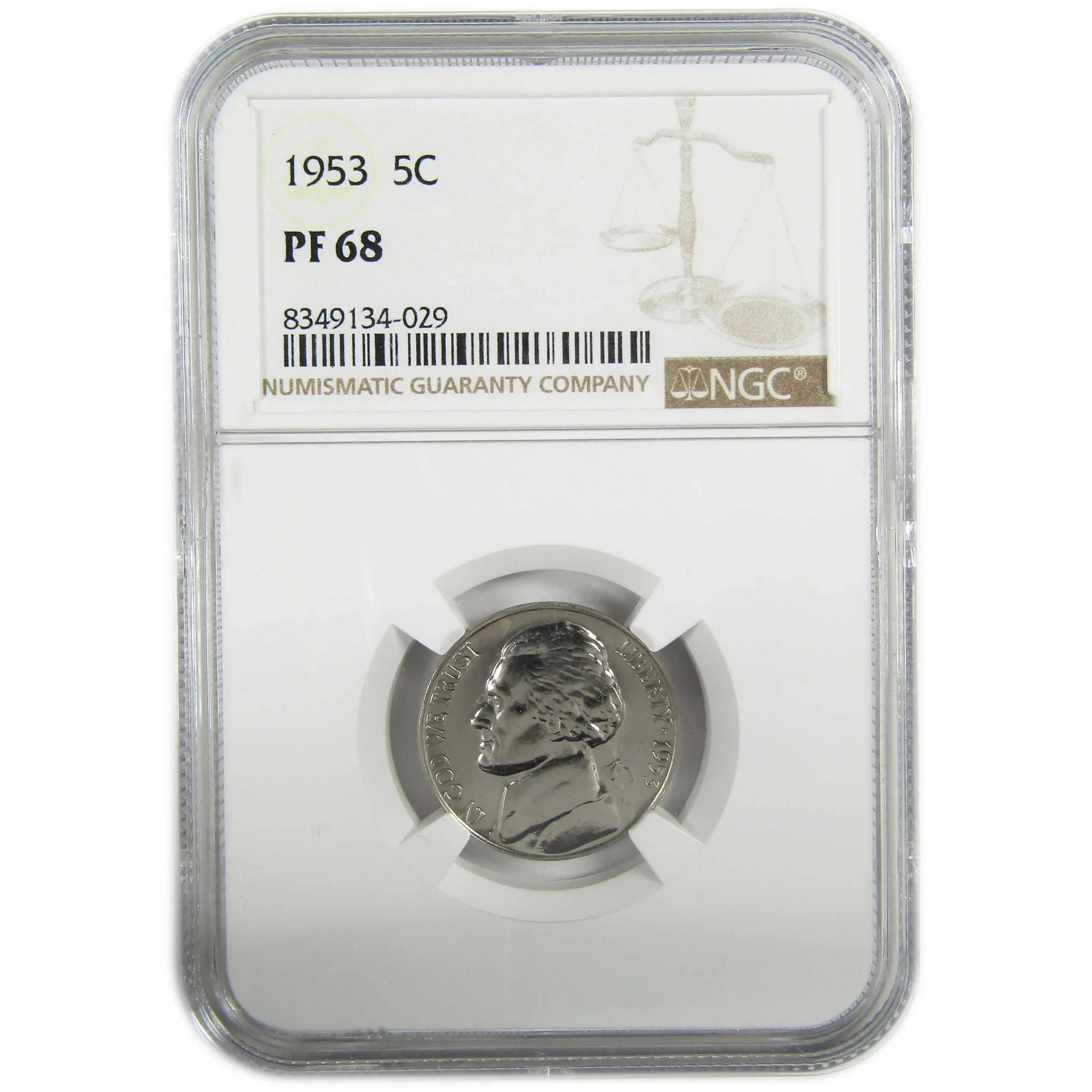 1953 Jefferson Nickel PF 68 NGC Proof 5c Coin Collectible SKU:I27348