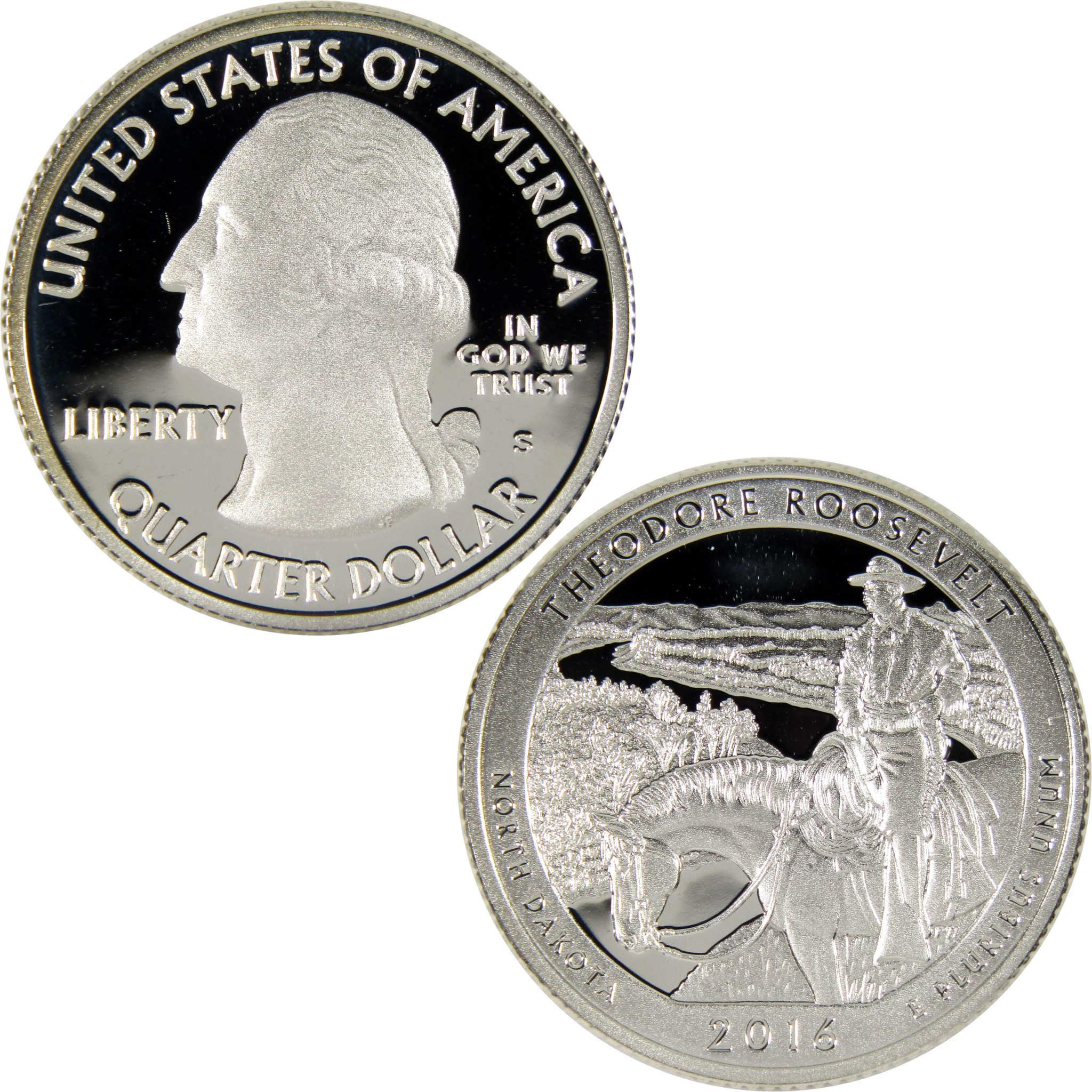 2016 Theodore Roosevelt North Dakota collectible quarter dollar coin, proof finish