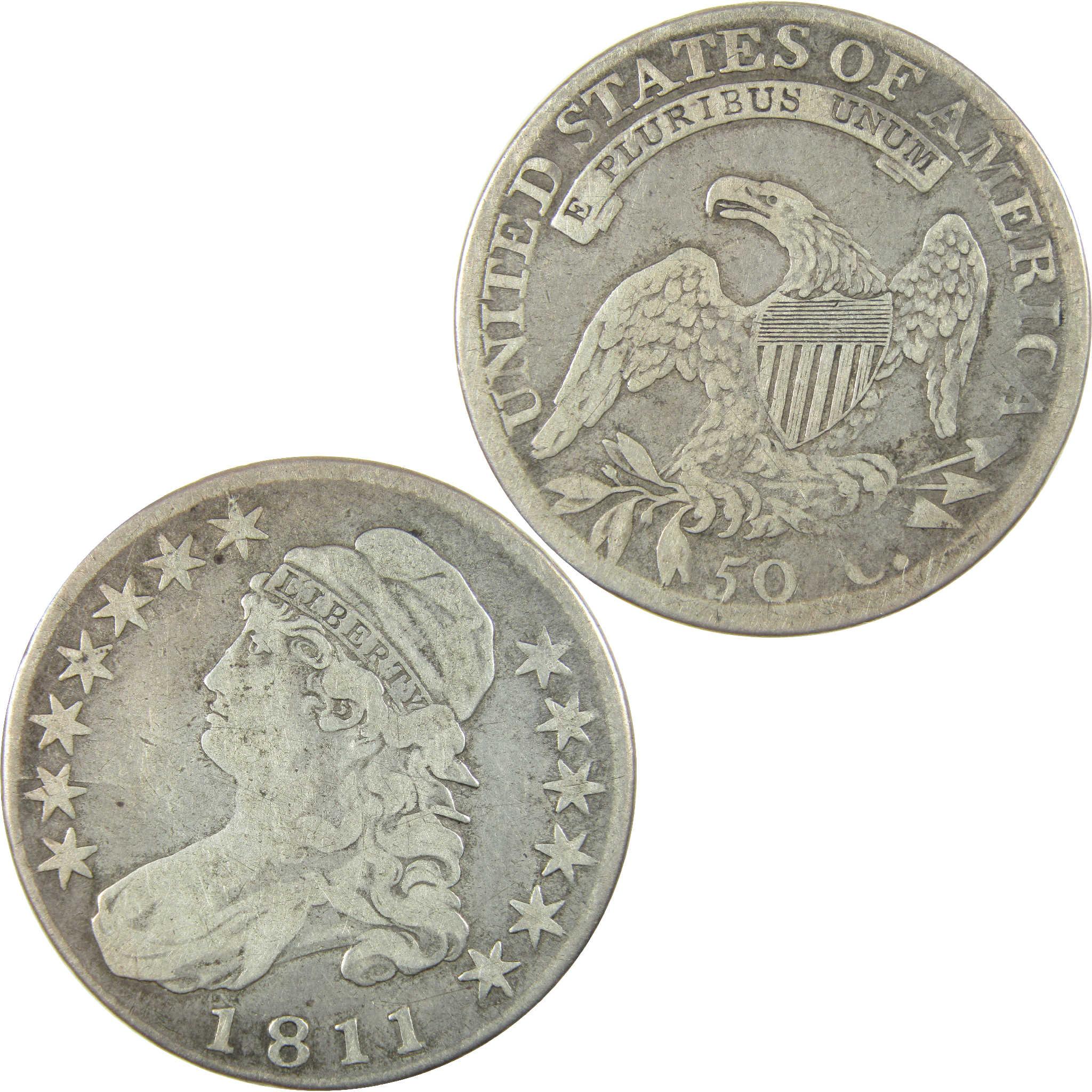 1811 Large 8 Capped Bust Silver Half Dollar VG Very Good 50c Coin