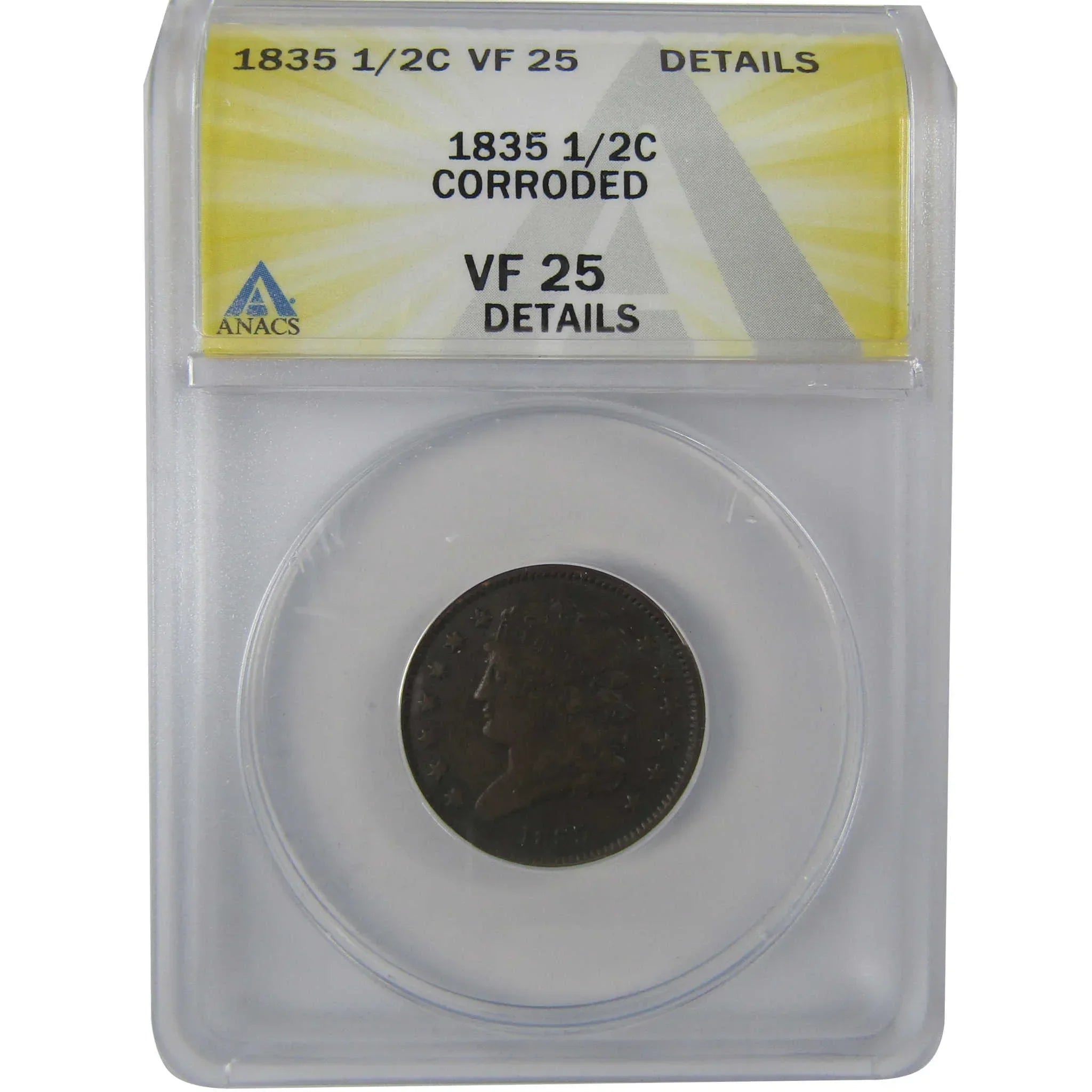 1835 Classic Head Half Cent VF 25 Details ANACS Copper SKU:CPC1133