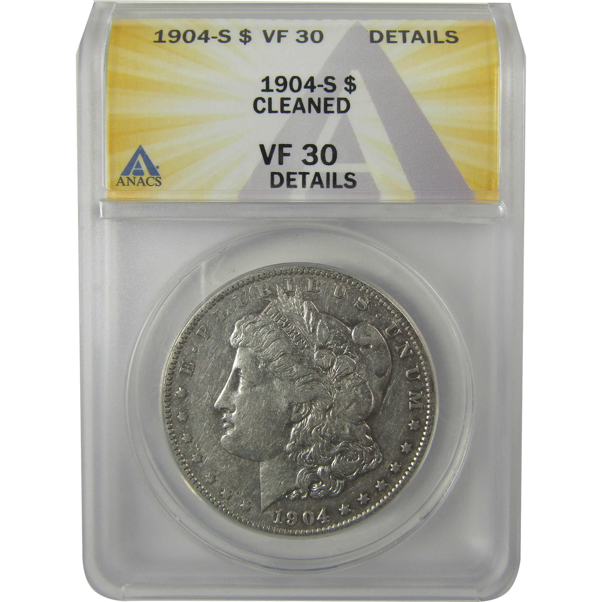 1904 S Morgan Dollar VF 30 Details ANACS Silver $1 Coin SKU:I21161 - Morgan coin - Morgan silver dollar - Morgan silver dollar for sale - Profile Coins & Collectibles